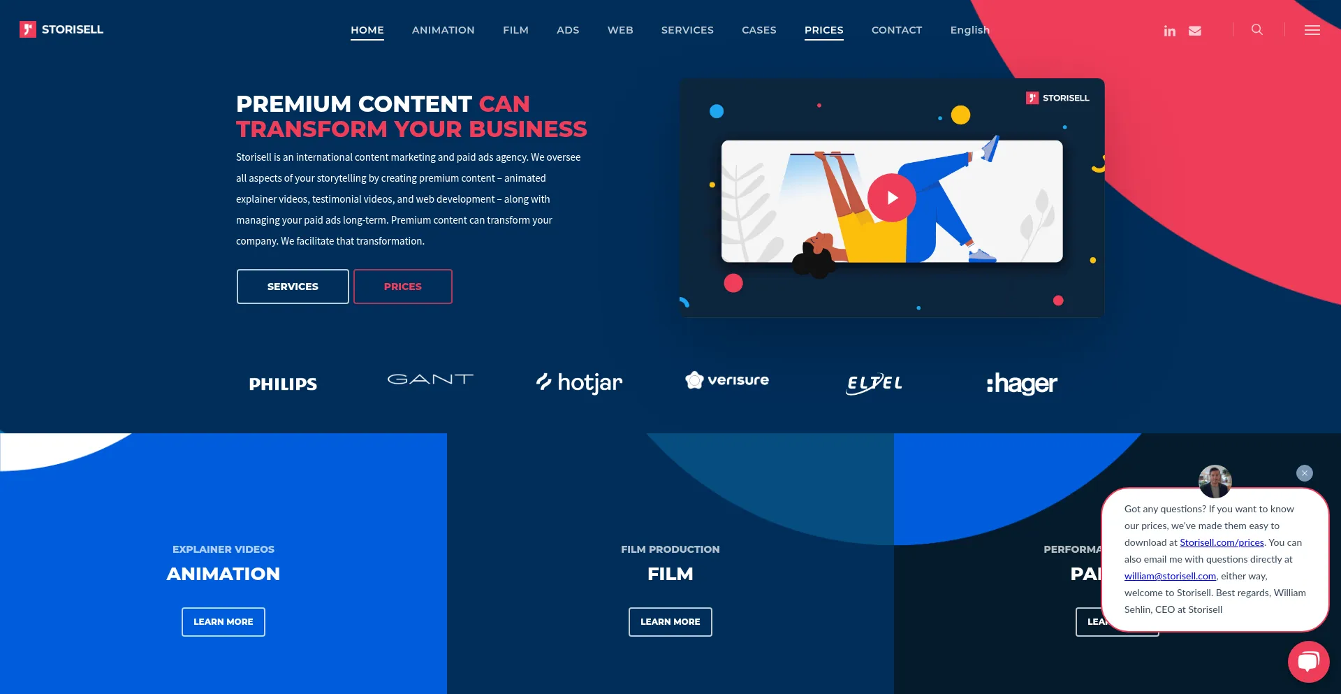 Website screenshot of Storisell.com