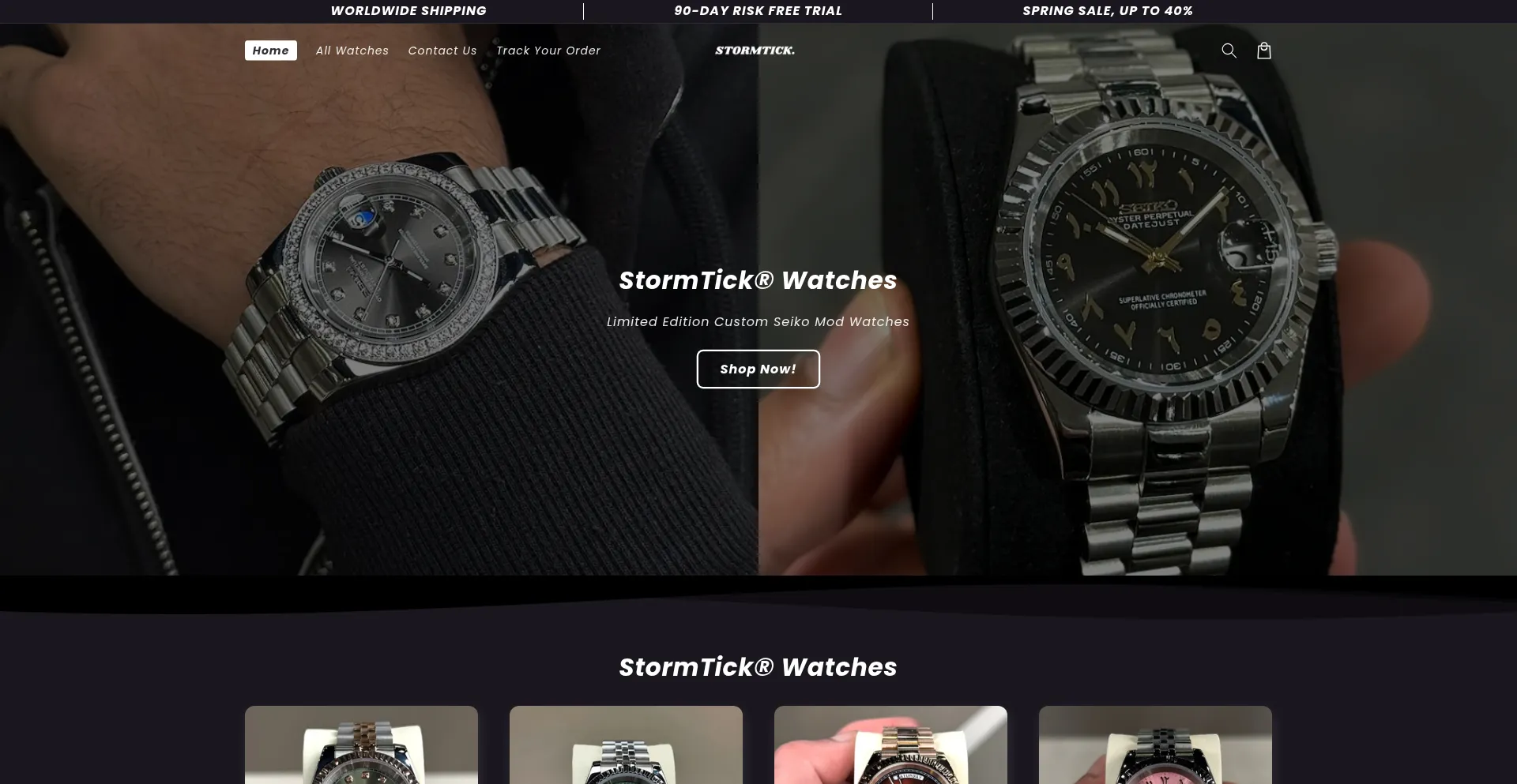 Website screenshot of Stormtick.com