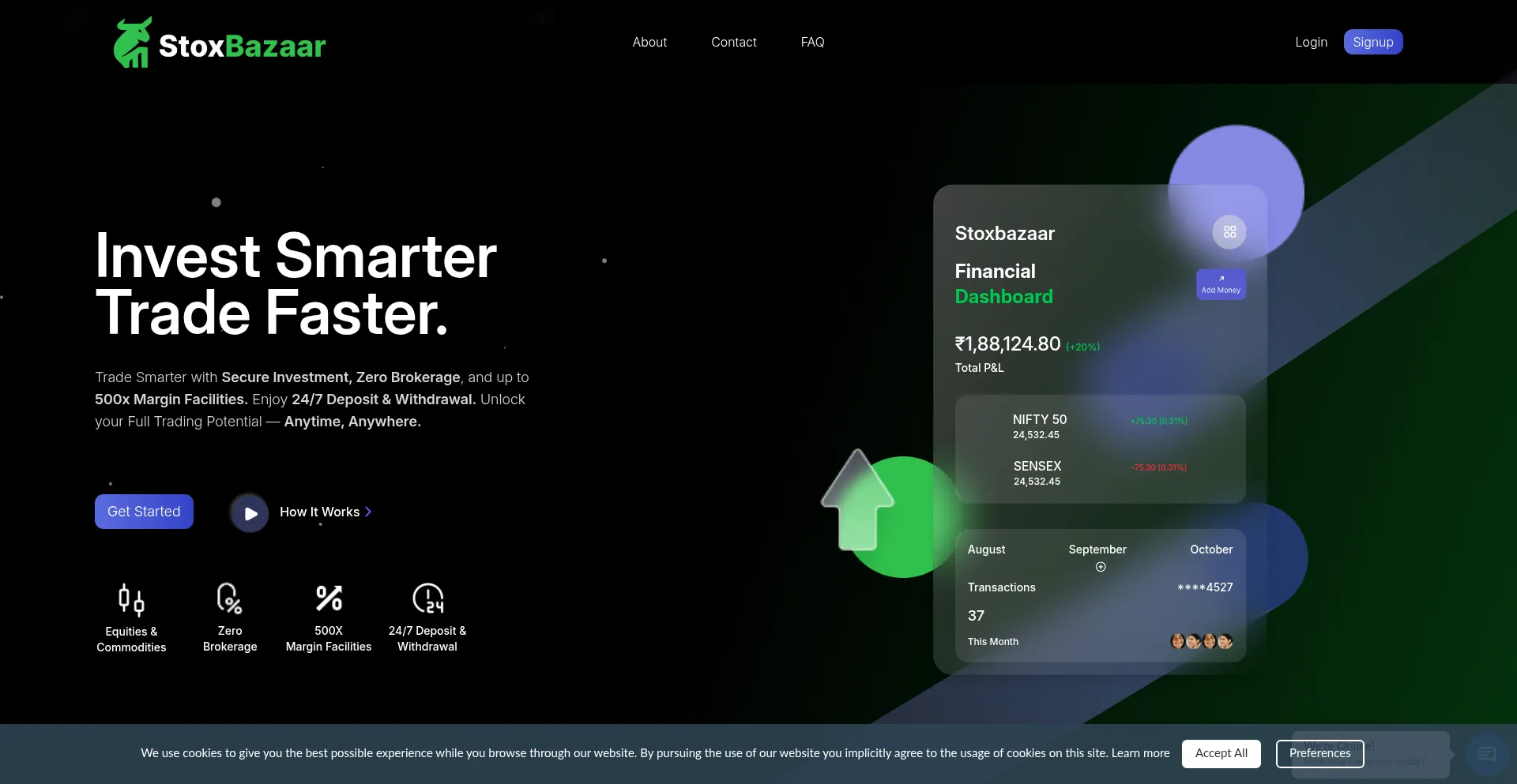 Website screenshot of Stoxbazaar.com