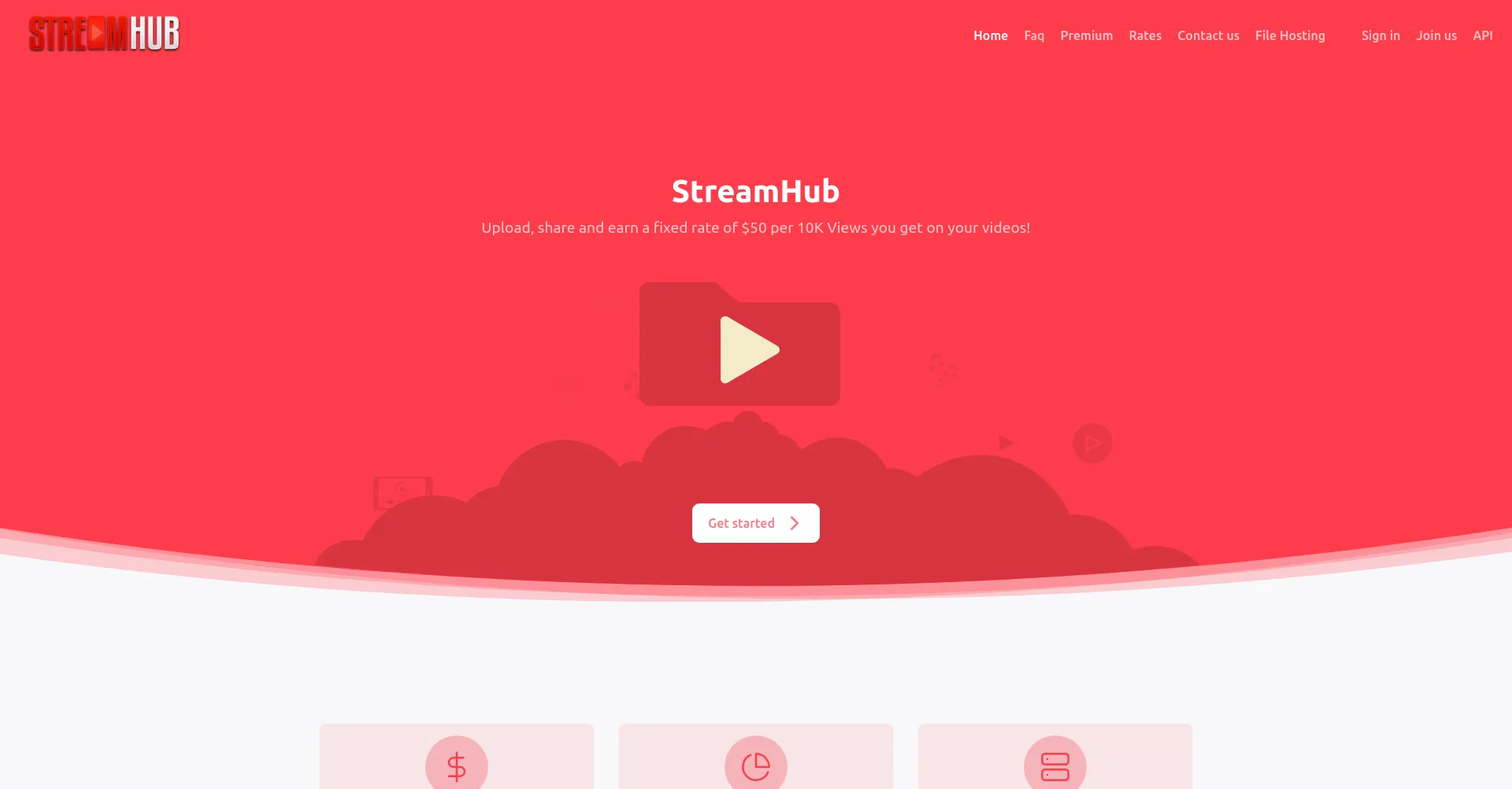 Website screenshot of Streamhub.to