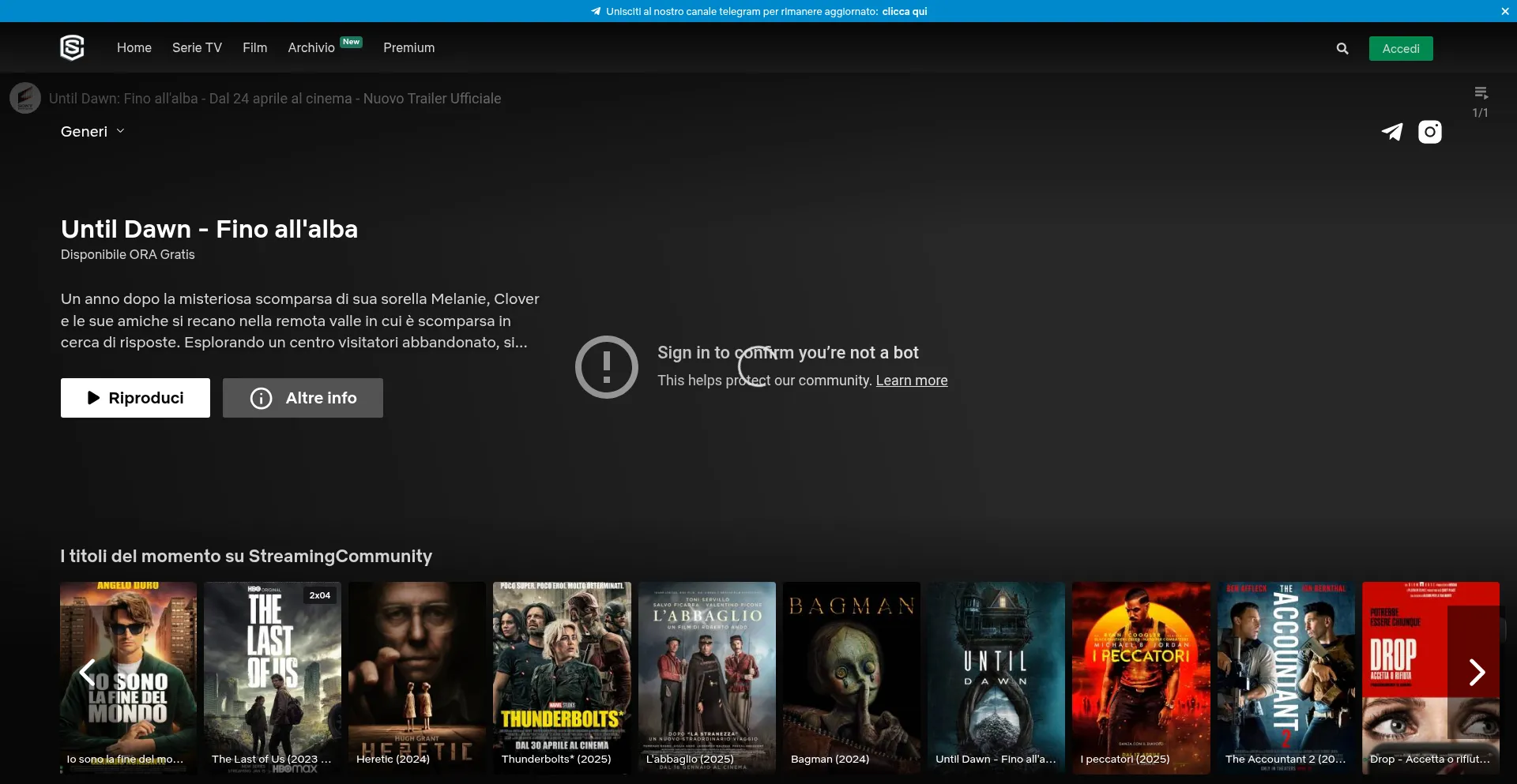 Website screenshot of Streaming-community.spa