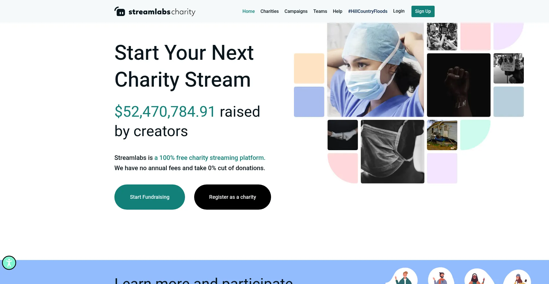Website screenshot of Streamlabscharity.com