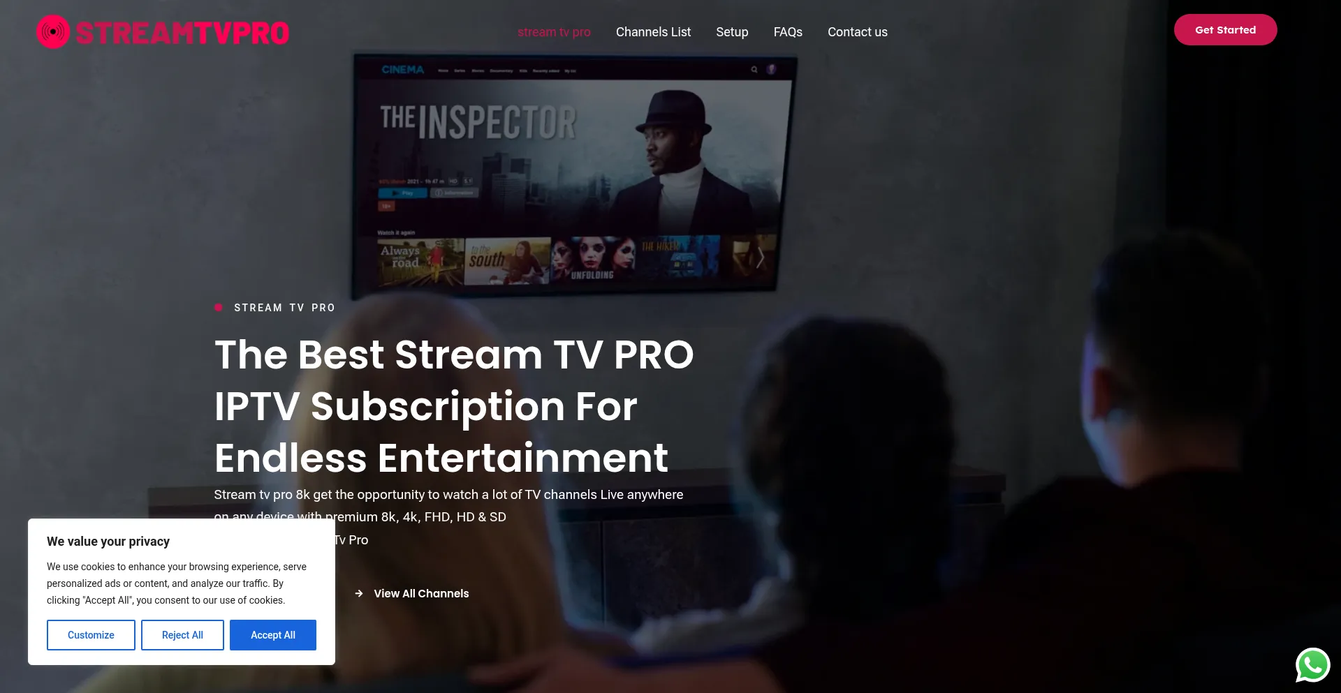 Website screenshot of Streamtvpro.net