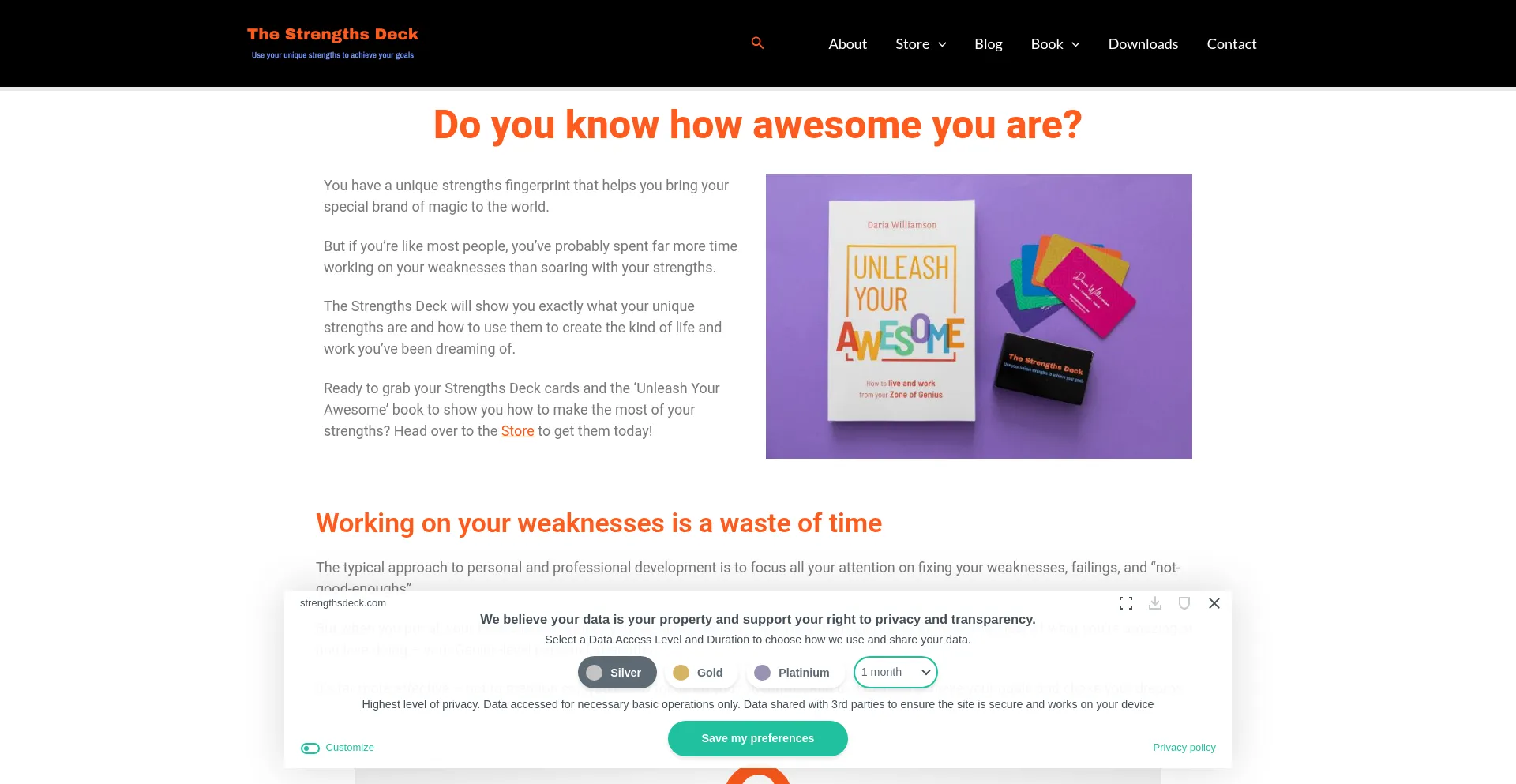 Website screenshot of Strengthsdeck.com