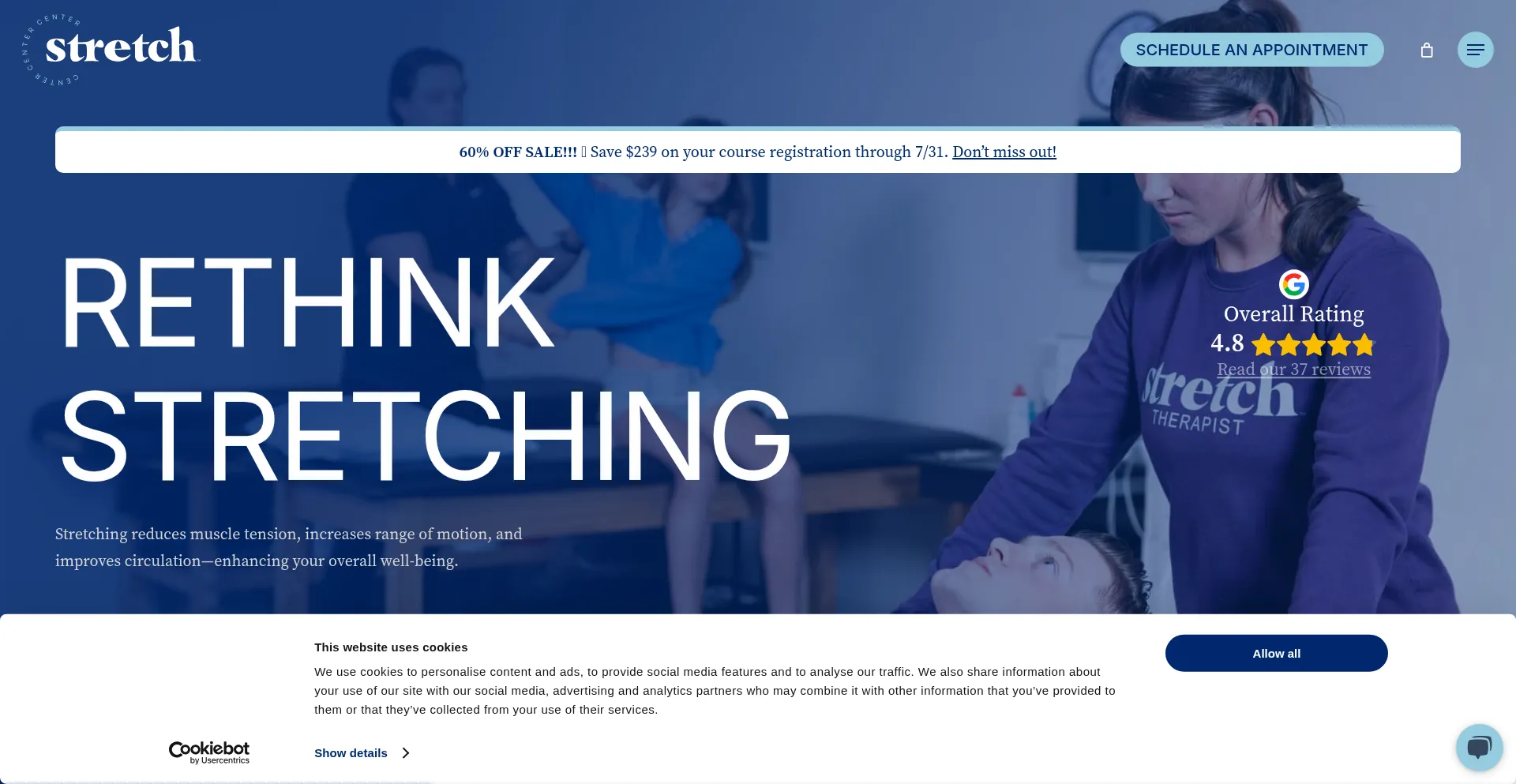 Website screenshot of Stretchcenter.com