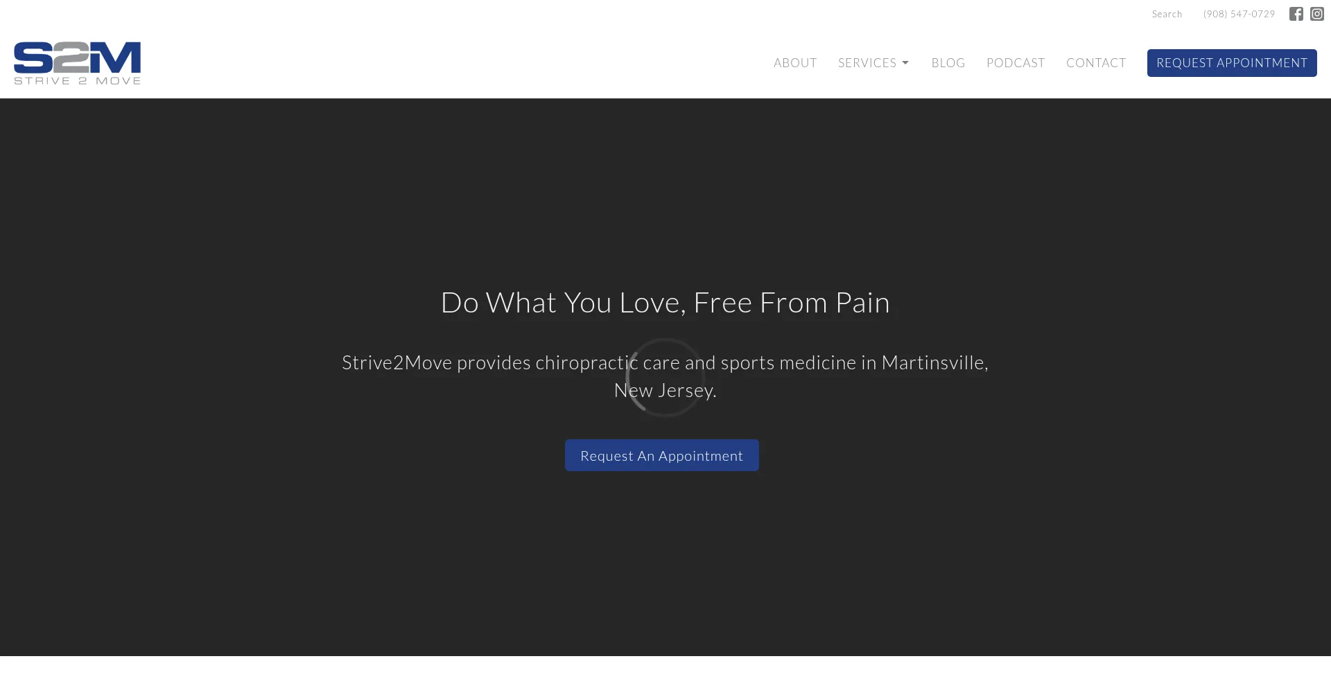 Website screenshot of Strive2move.com