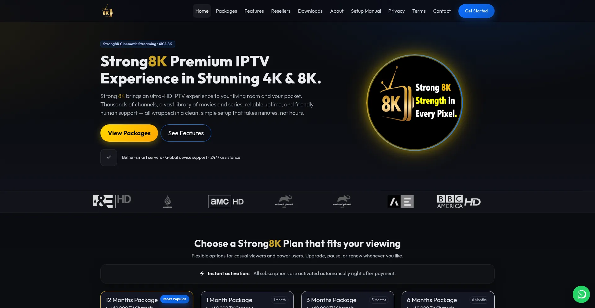 Website screenshot of Strong8k.org