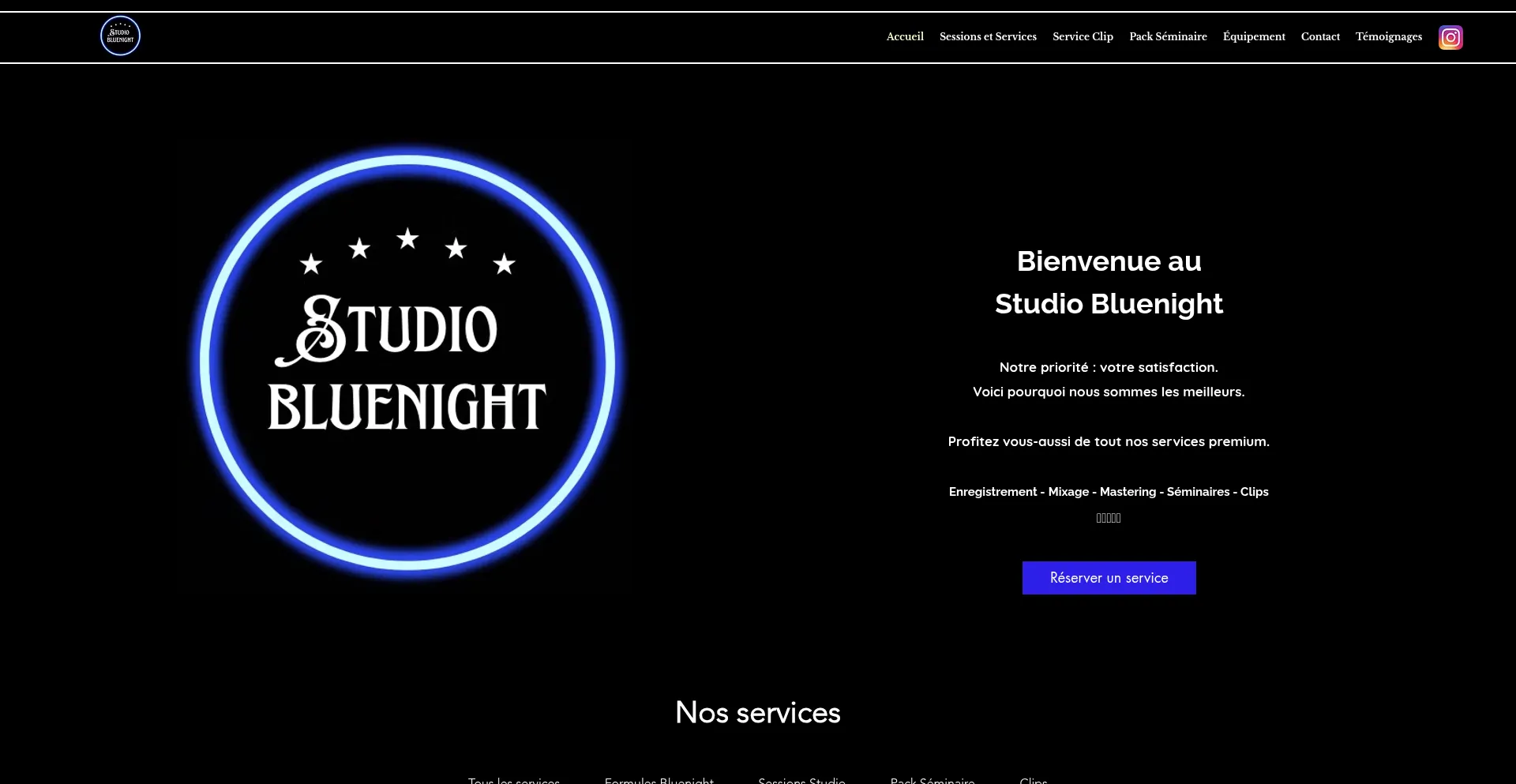 Website screenshot of Studio-bluenight.fr