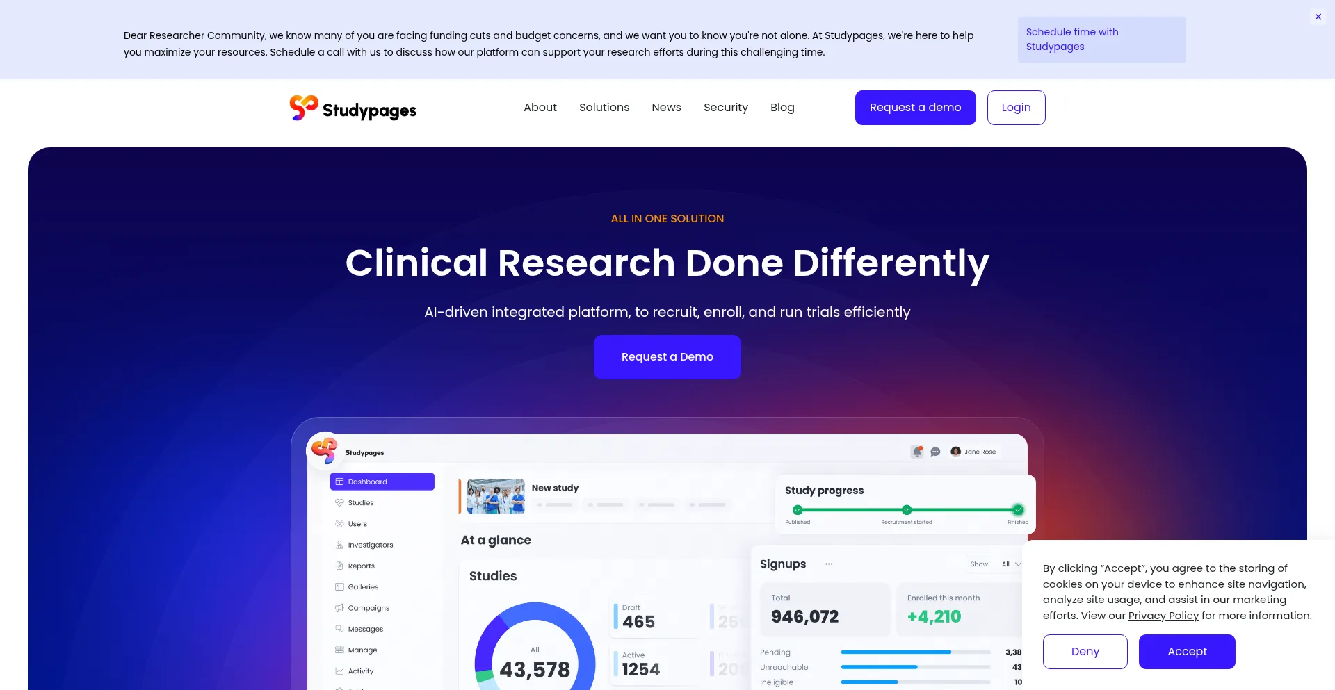 Website screenshot of Studypages.com