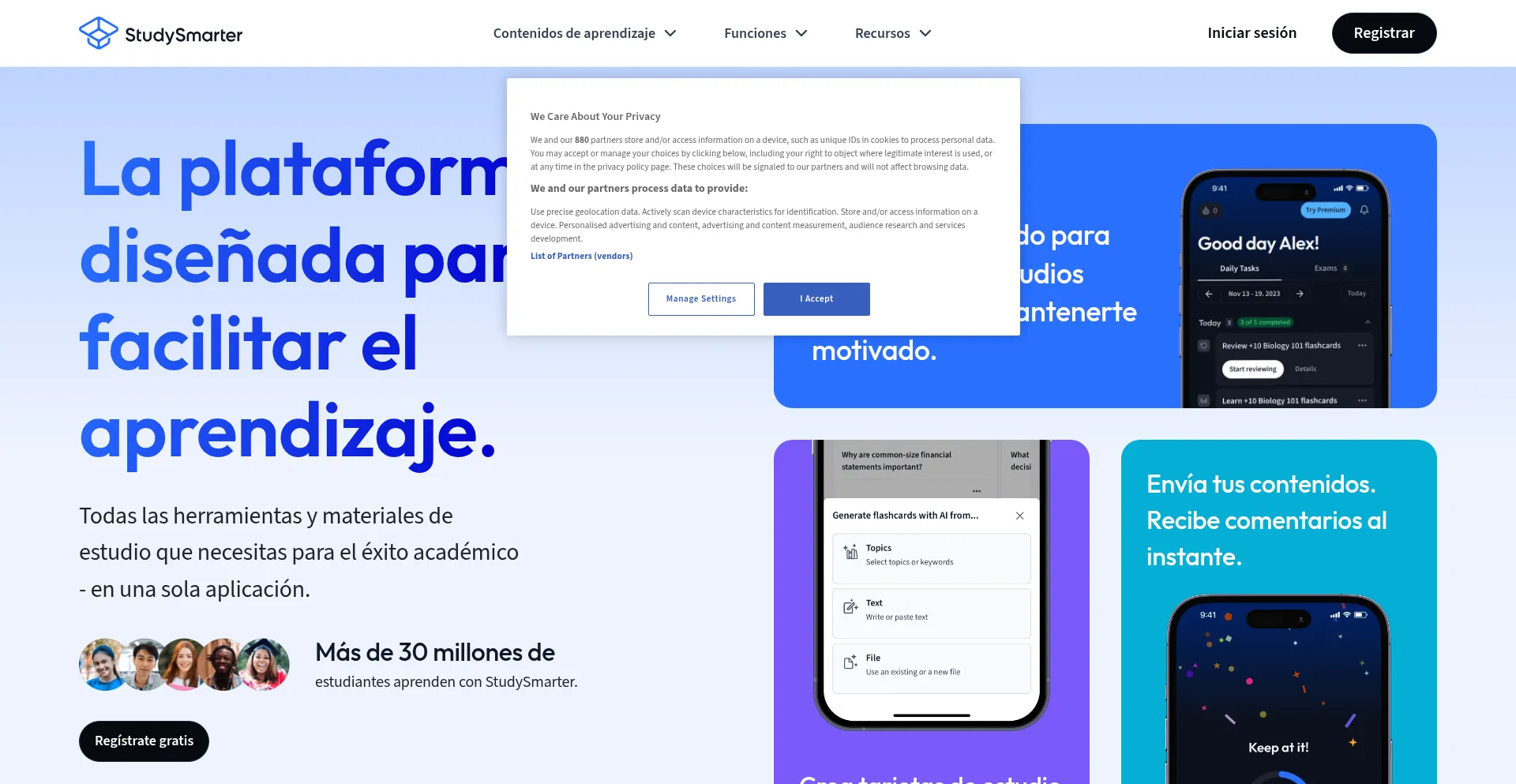 Website screenshot of Studysmarter.es