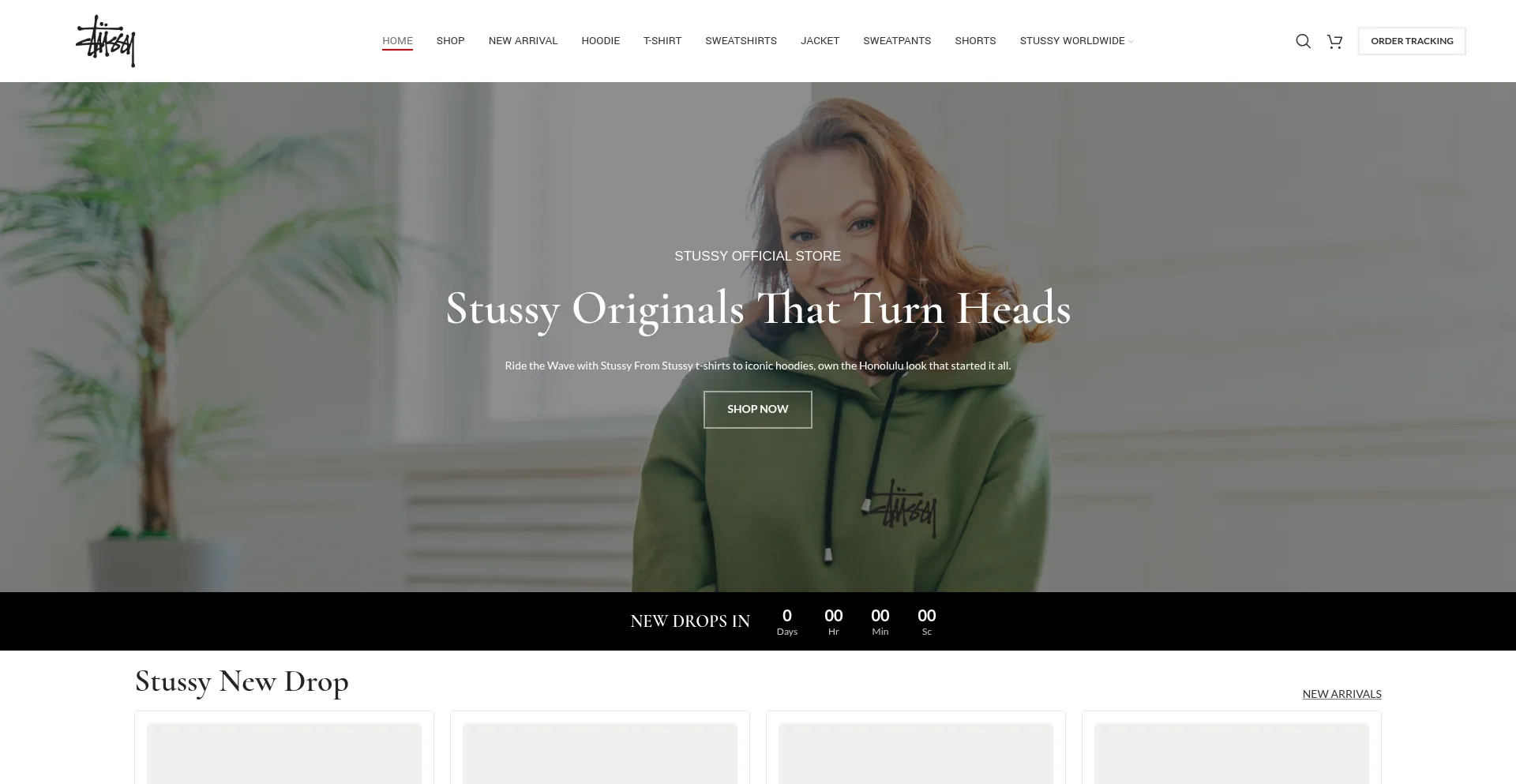 Website screenshot of Stussyofficialwear.com