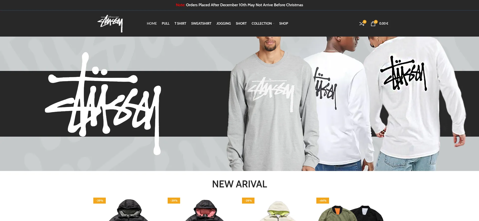Website screenshot of Stussystore.fr