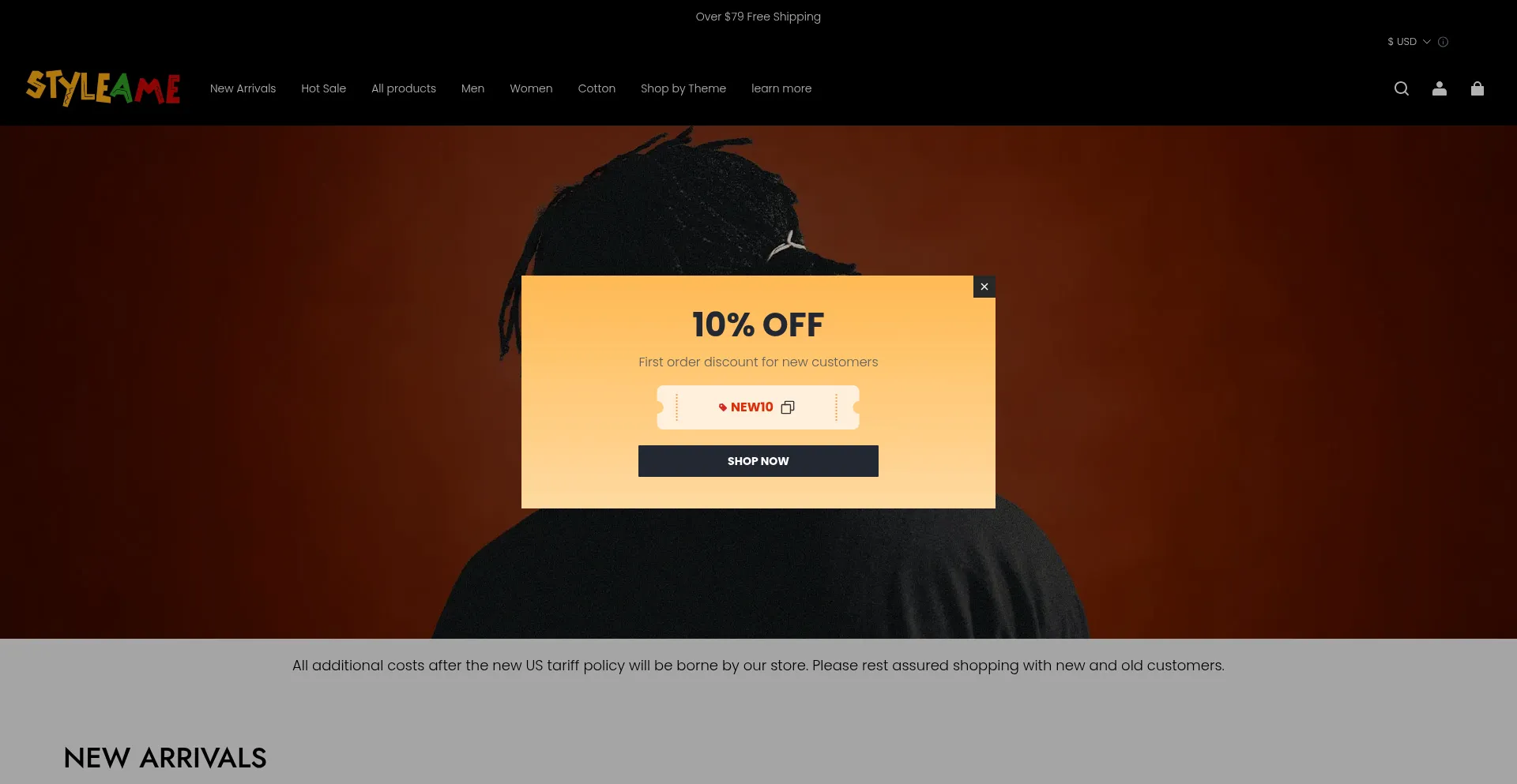 Website screenshot of Styleame.com