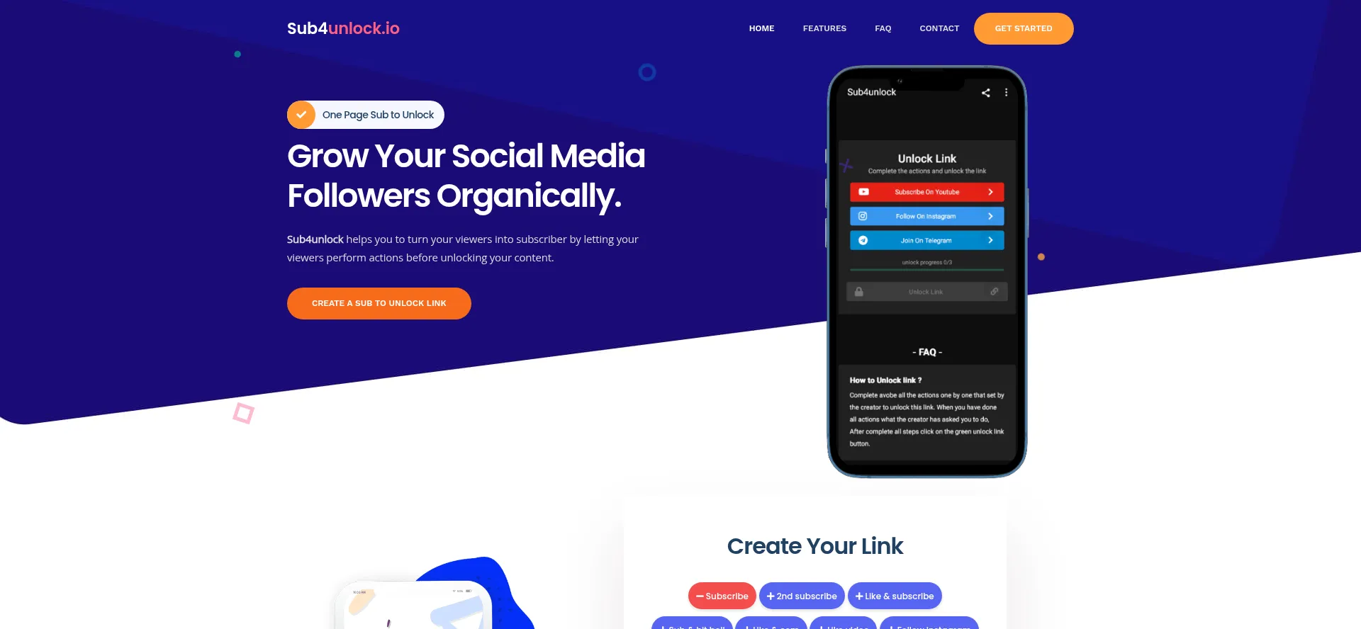 Website screenshot of Sub4unlock.io