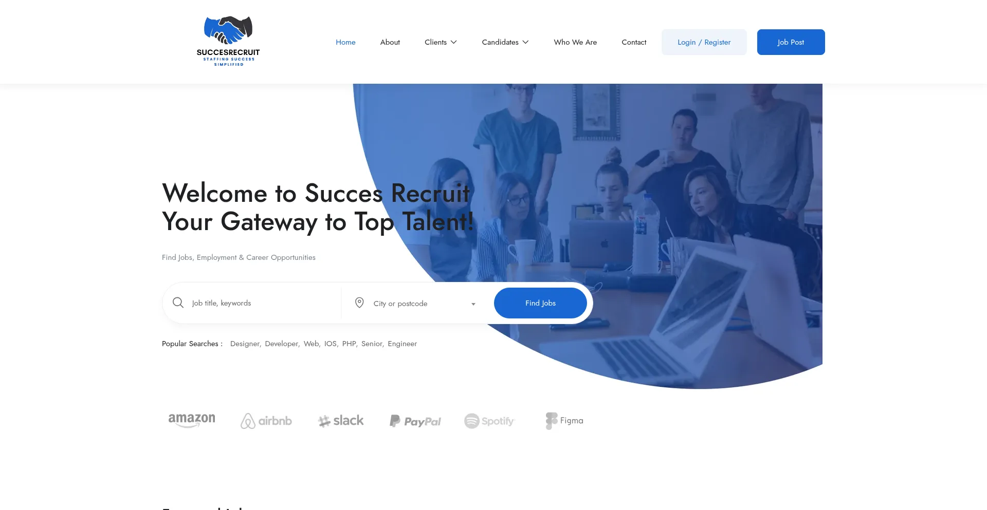 Website screenshot of Succesrecruit.com