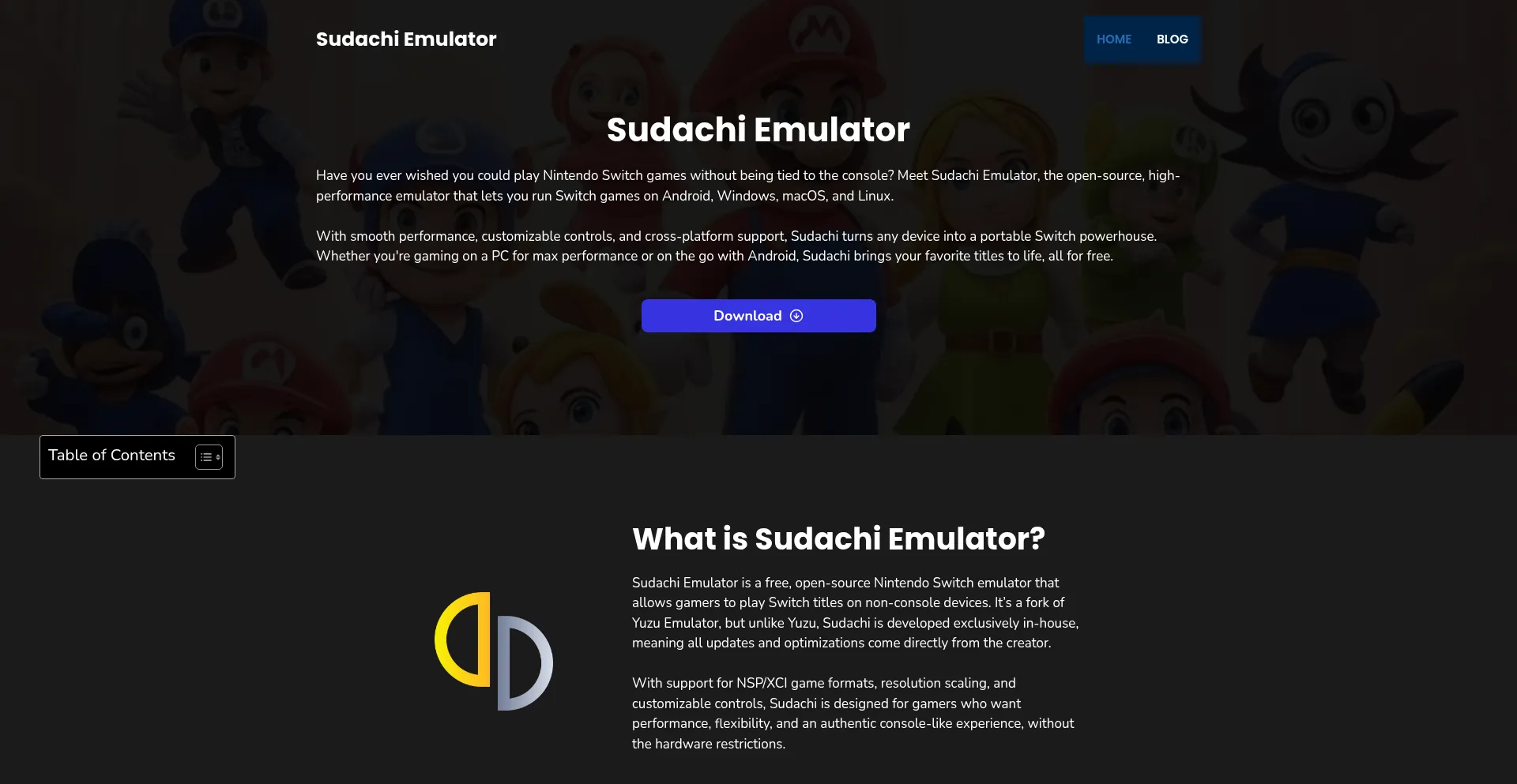 Website screenshot of Sudachi-emulator.com
