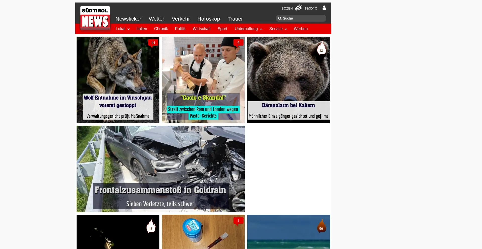 Website screenshot of Suedtirolnews.it