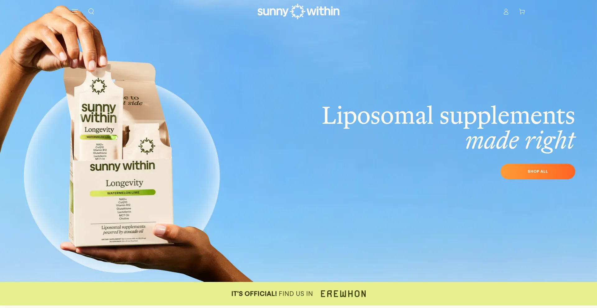 Website screenshot of Sunnywithin.com