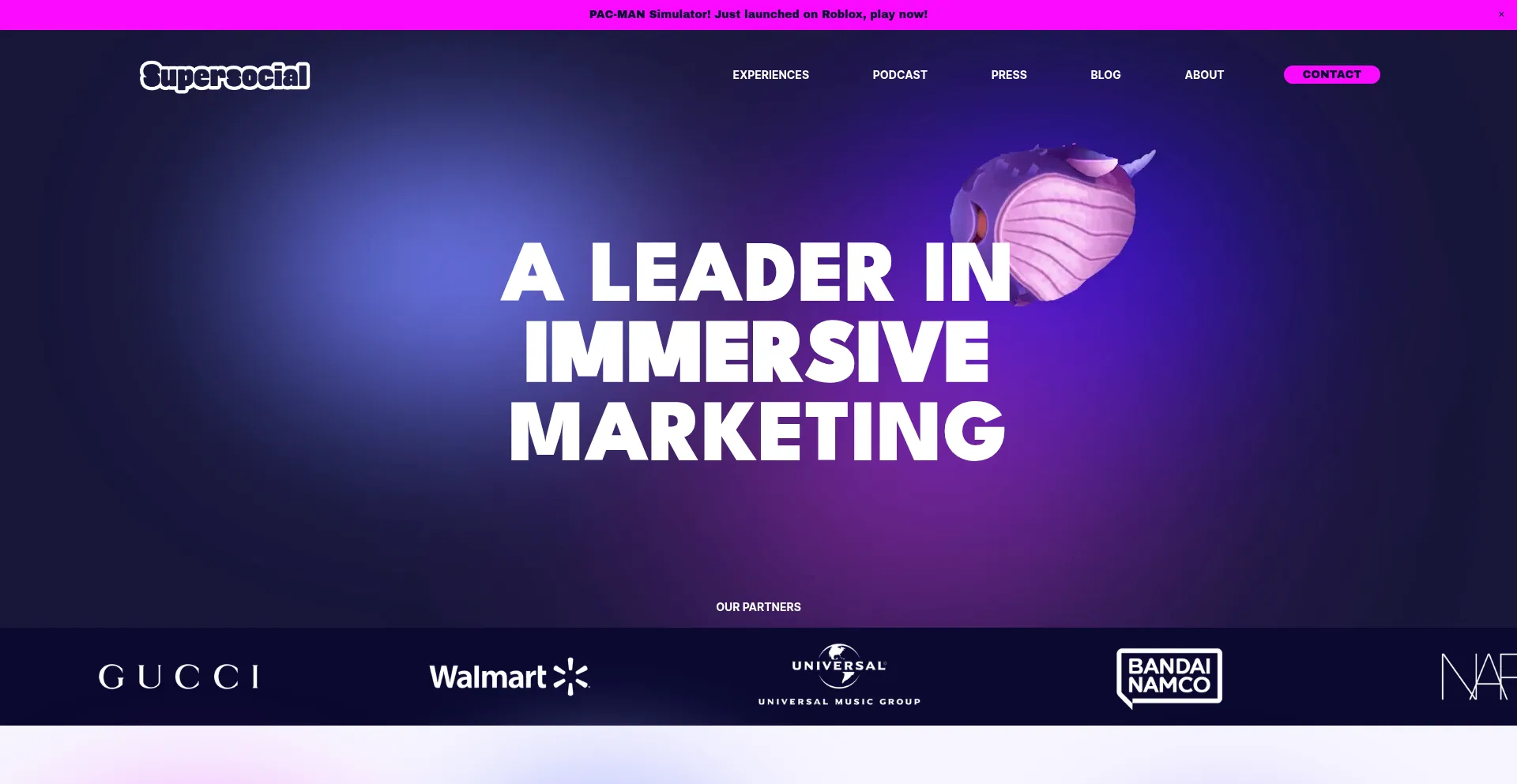 Website screenshot of Supersocialinc.com