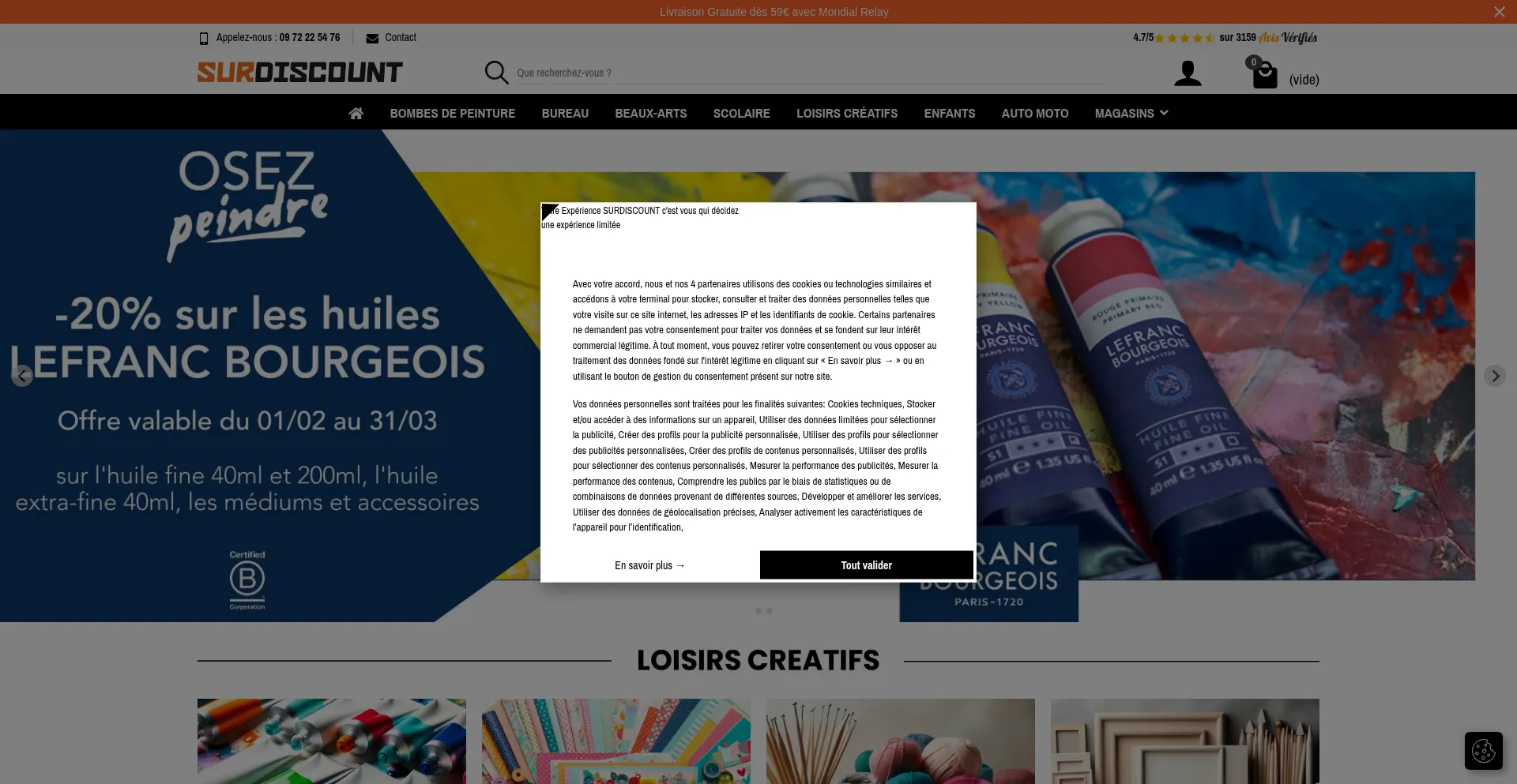 Website screenshot of Surdiscount.com