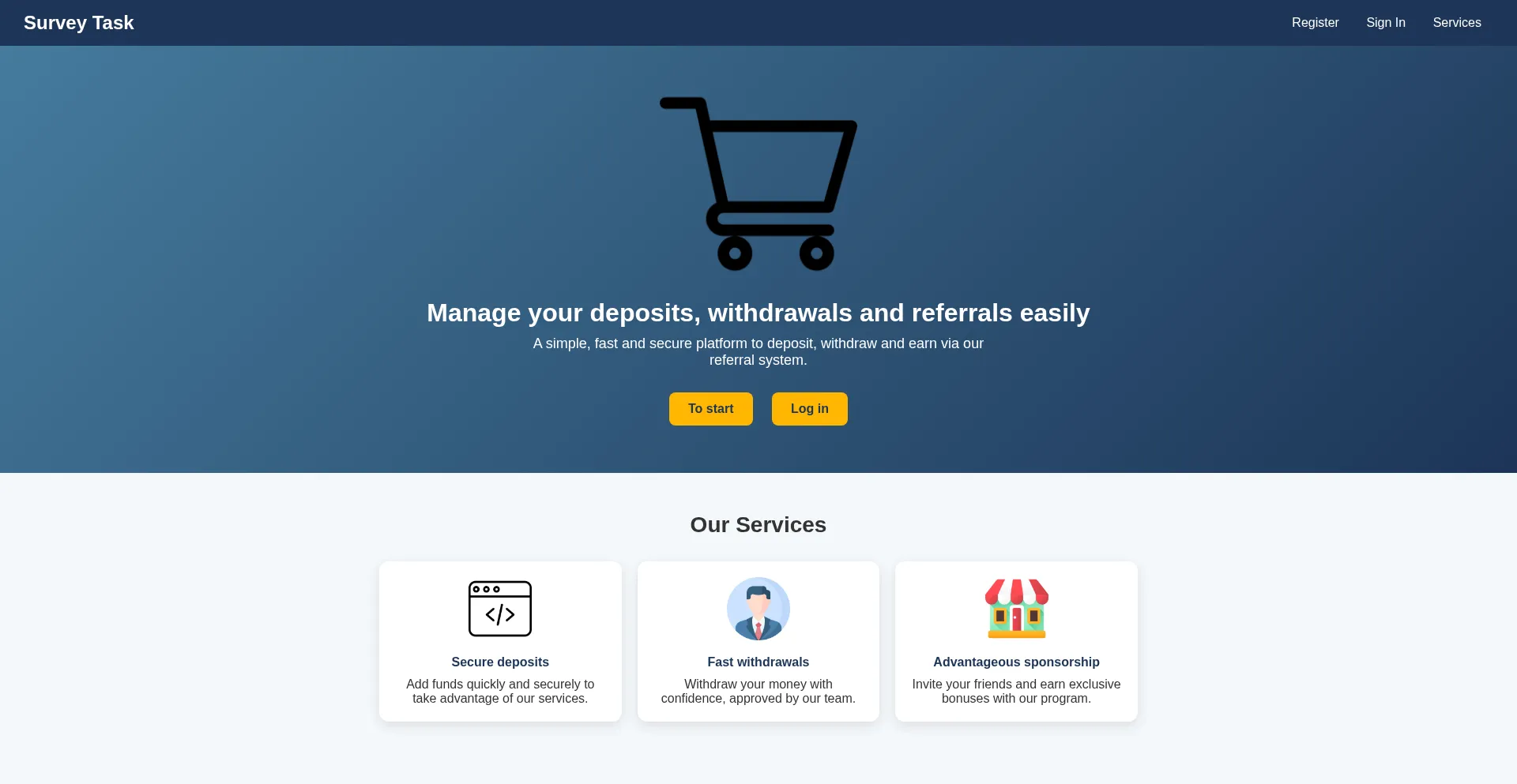 Website screenshot of Surveytask.wuaze.com