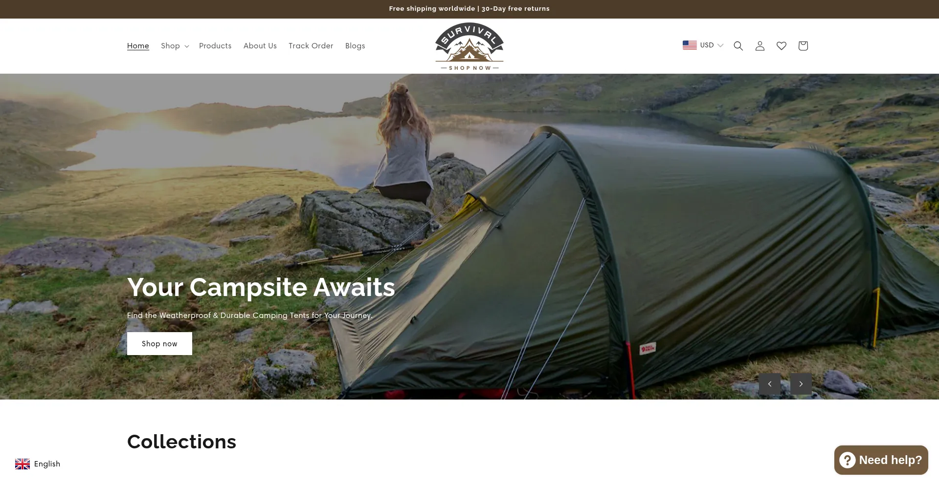 Website screenshot of Survivalshopnow.com