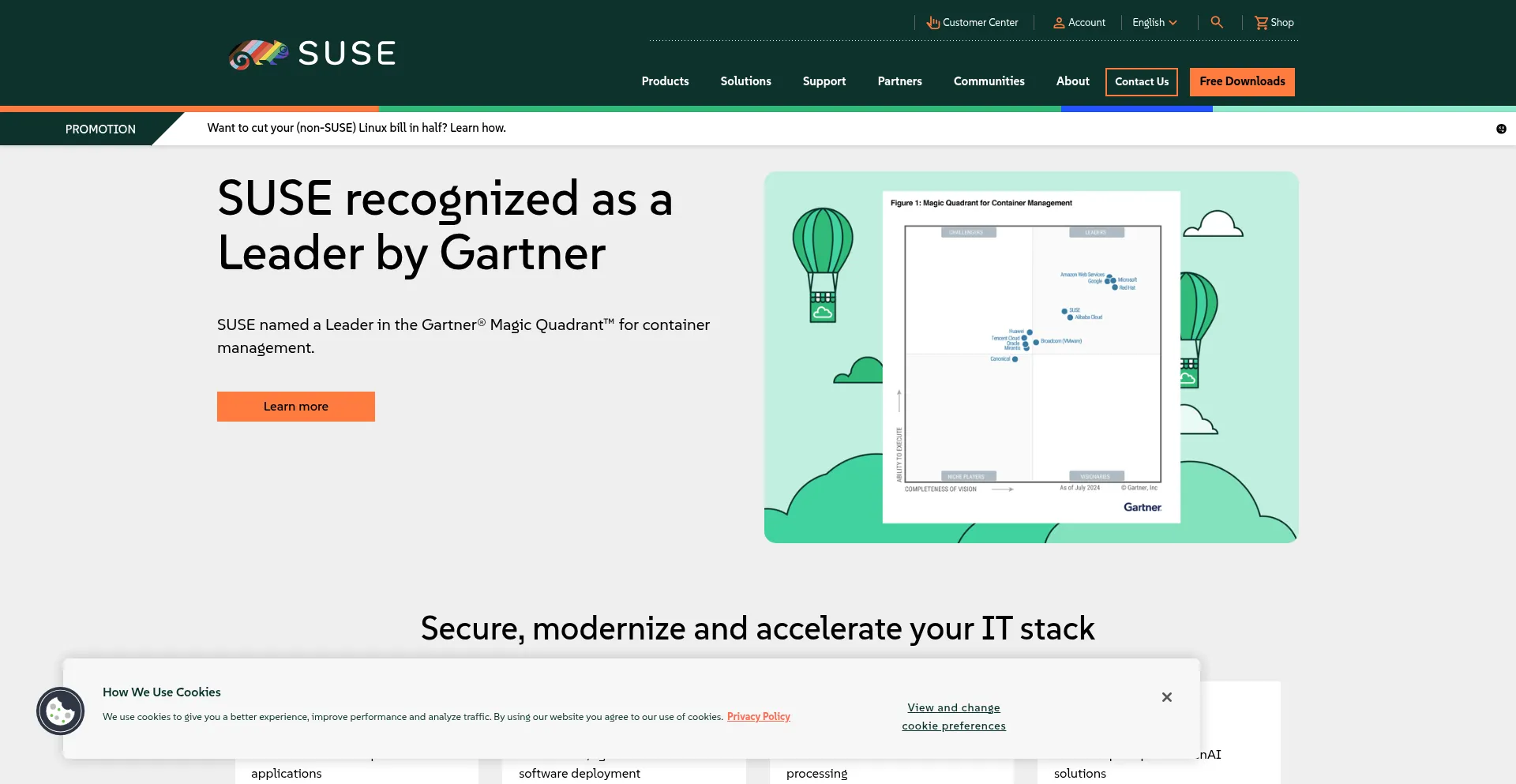 Website screenshot of Suse.com