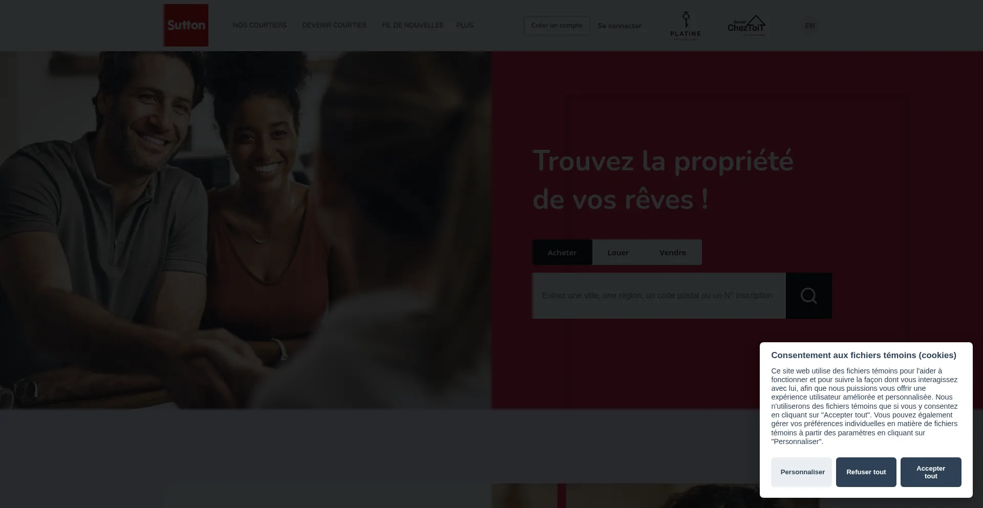 Website screenshot of Suttonquebec.com