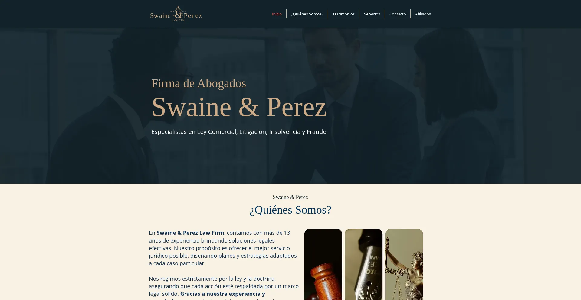 Website screenshot of Swaineperezlawfirm.com