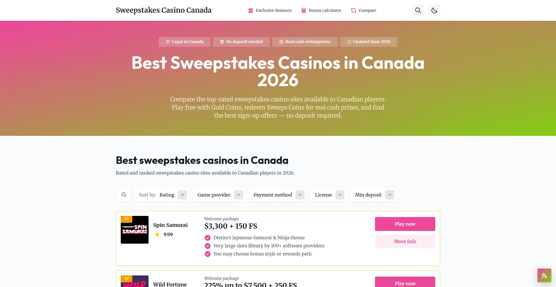 Sweepstakes-casino-canada.org