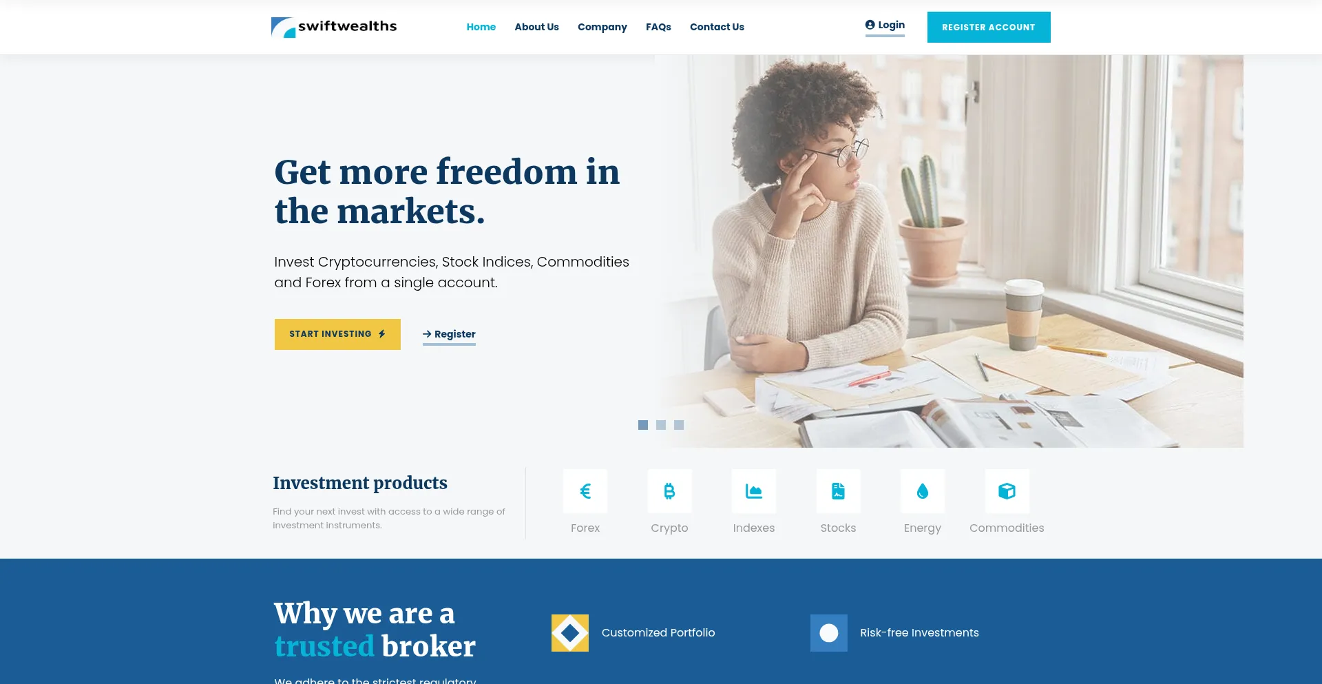 Website screenshot of Swift-wealth.net