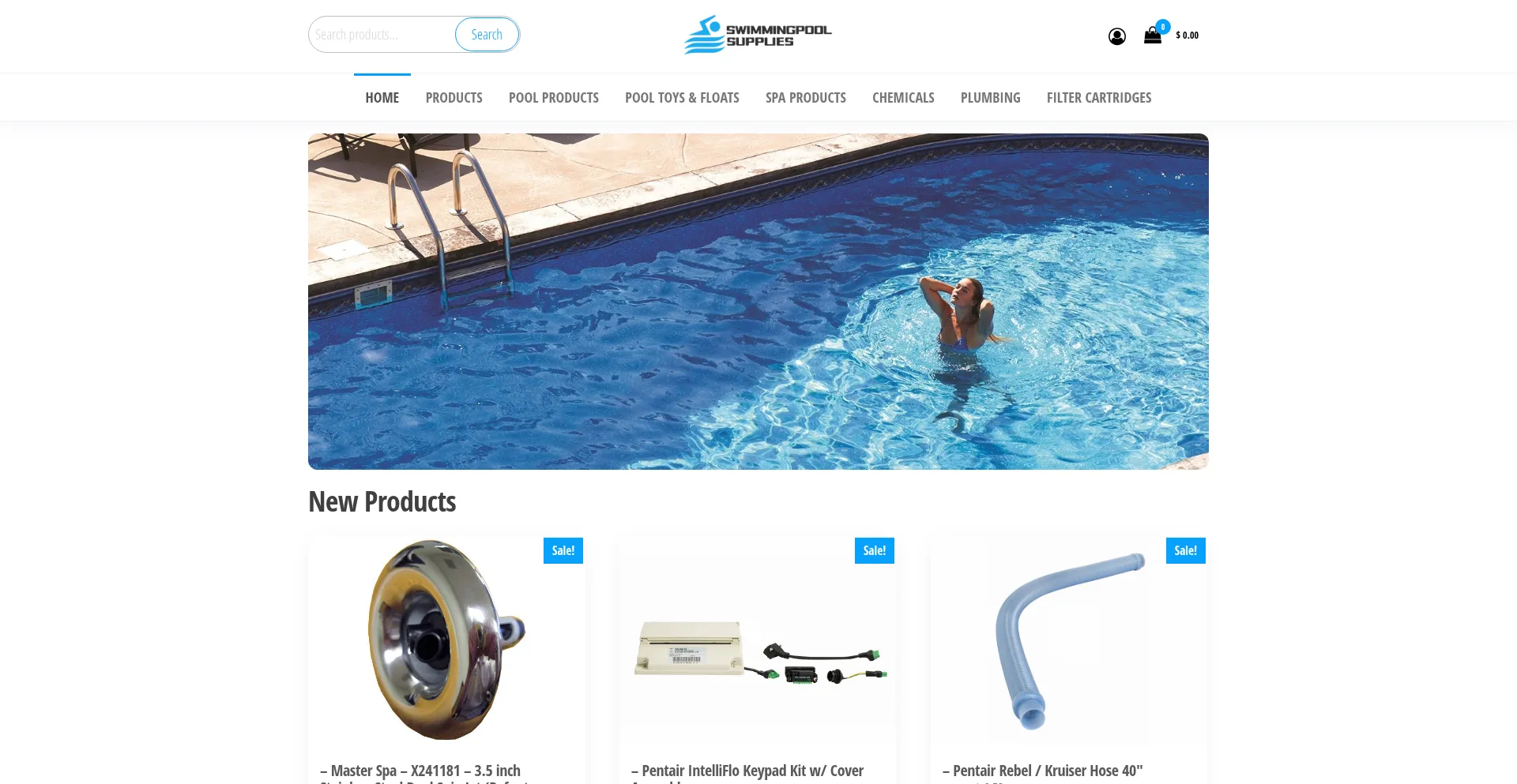 Website screenshot of Swimmingpoolsuppliesshop.com