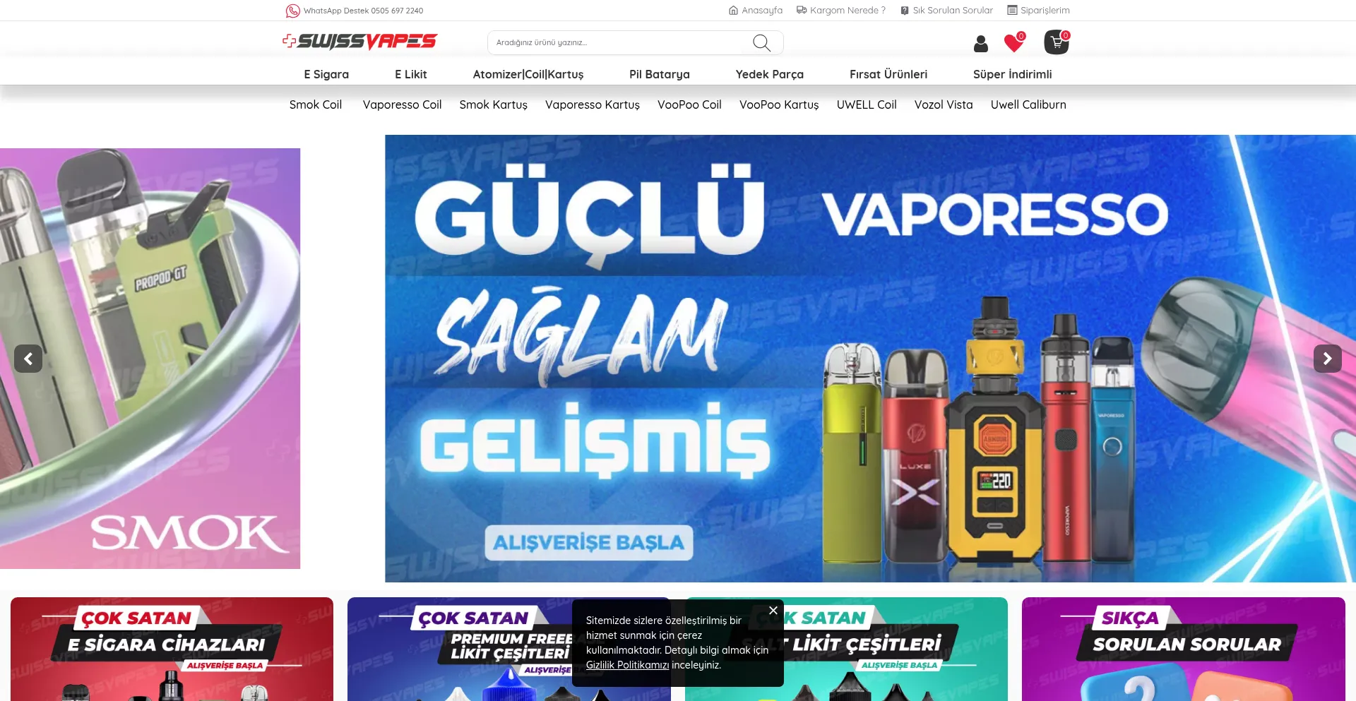 Website screenshot of Swissvapes.net