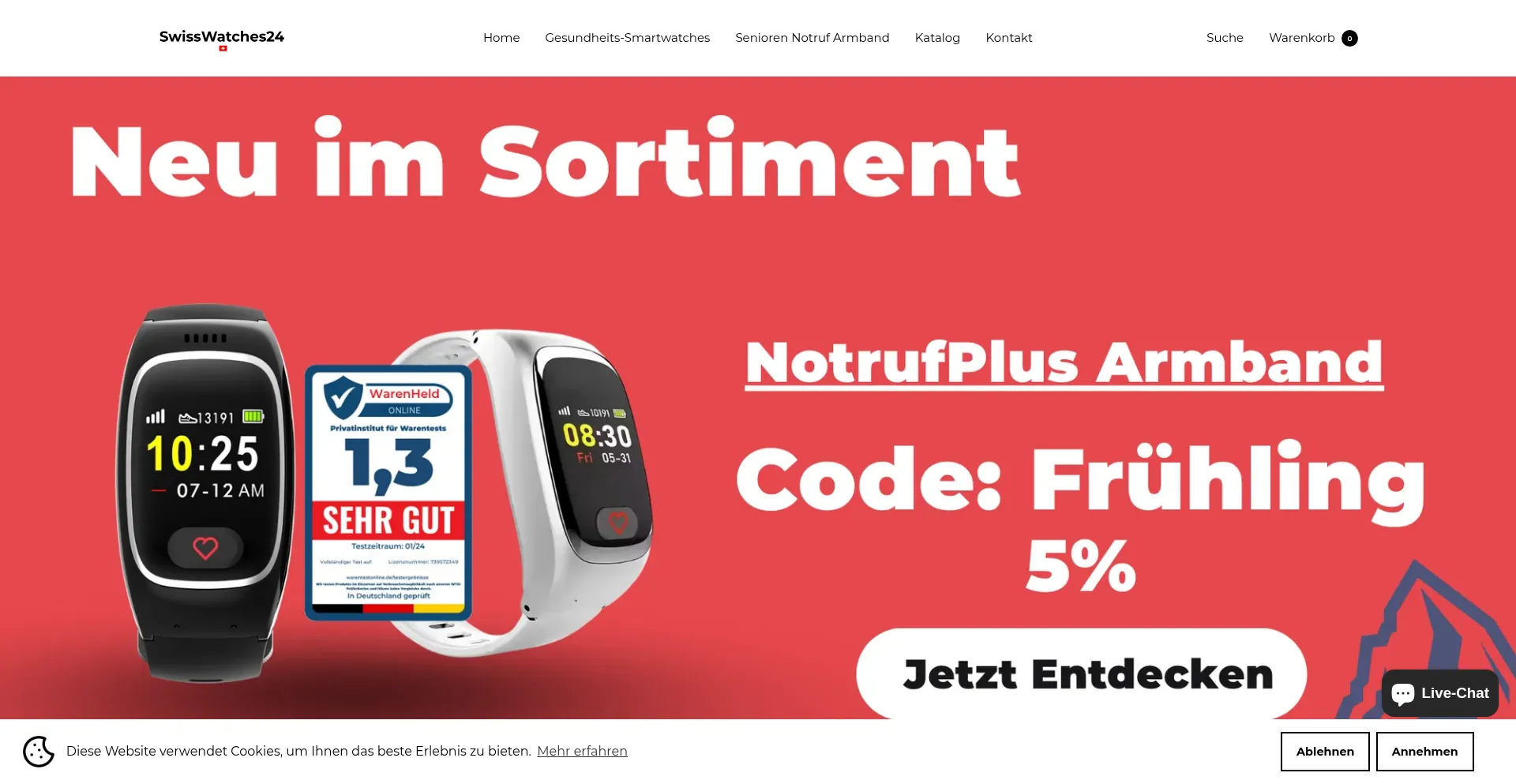 Website screenshot of Swisswatches24.de