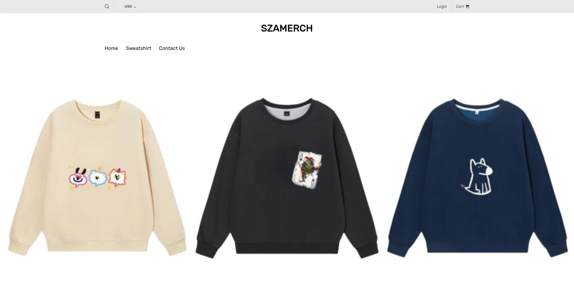 Website screenshot of Szamerch.co