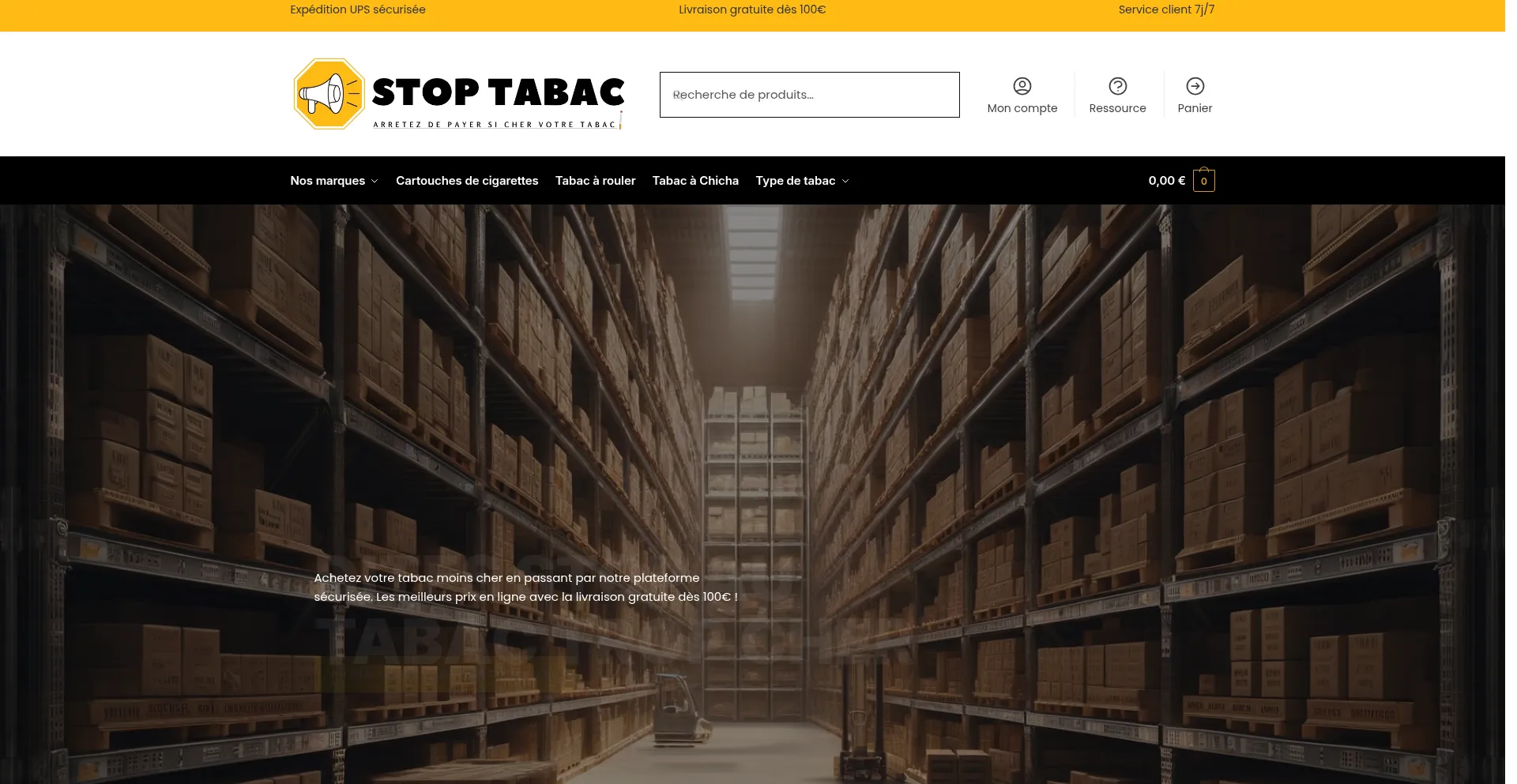 Website screenshot of Tabac-stop.net