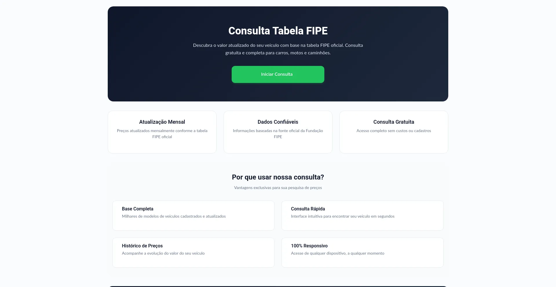 Website screenshot of Tabelafipeprime.com