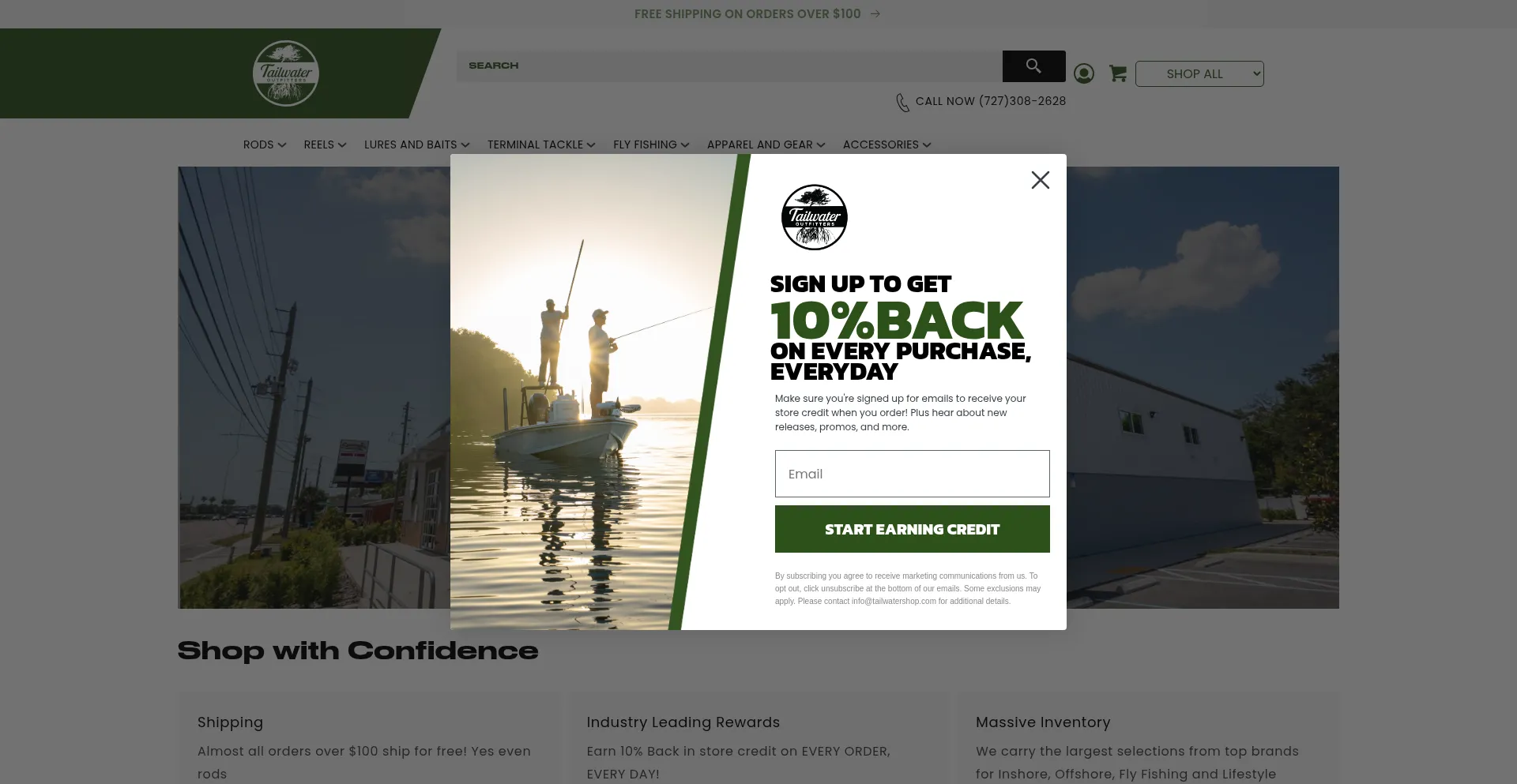 Website screenshot of Tailwatershop.com