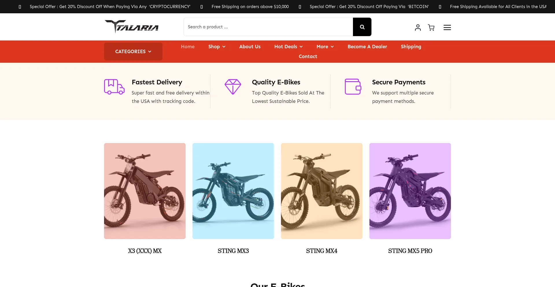Website screenshot of Talariausa.us.com