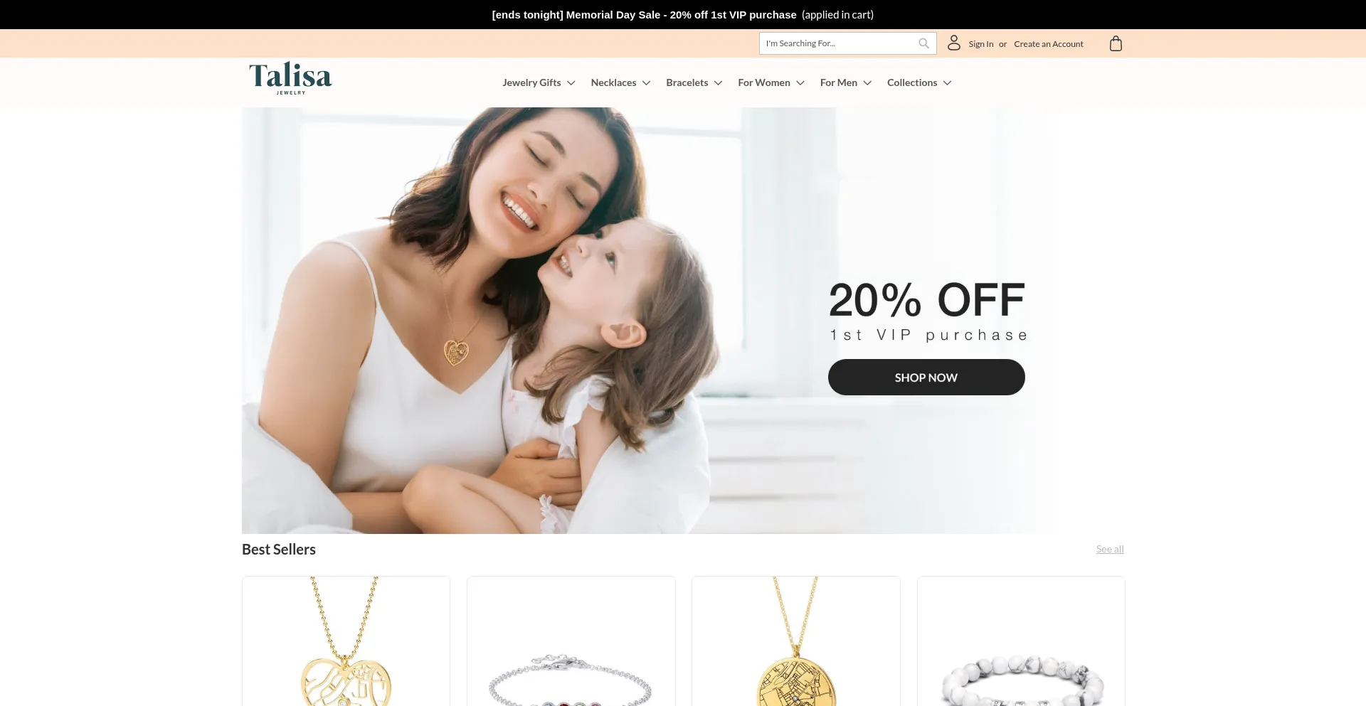 Website screenshot of Talisa.com