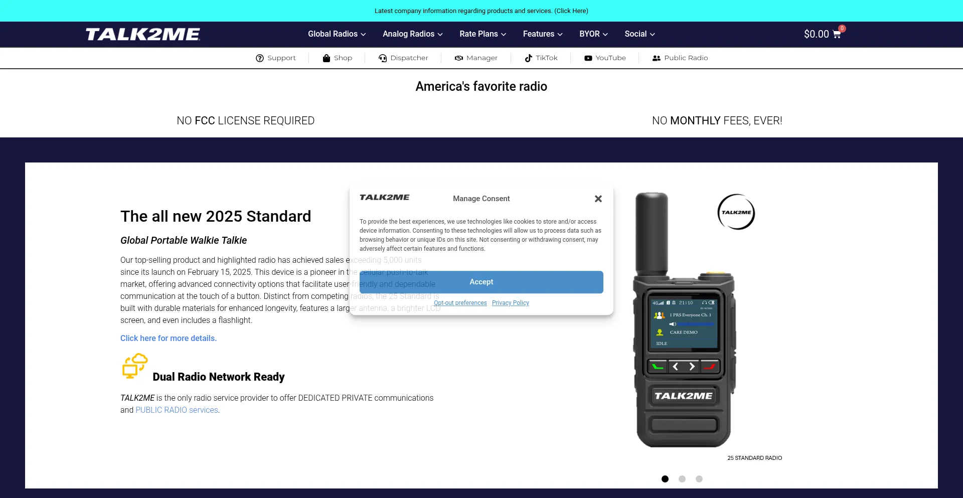 Website screenshot of Talk2me.us