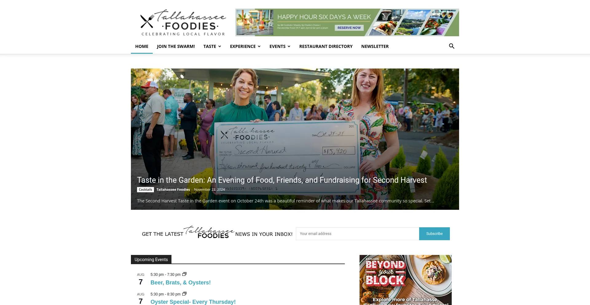 Website screenshot of Tallahasseefoodies.com