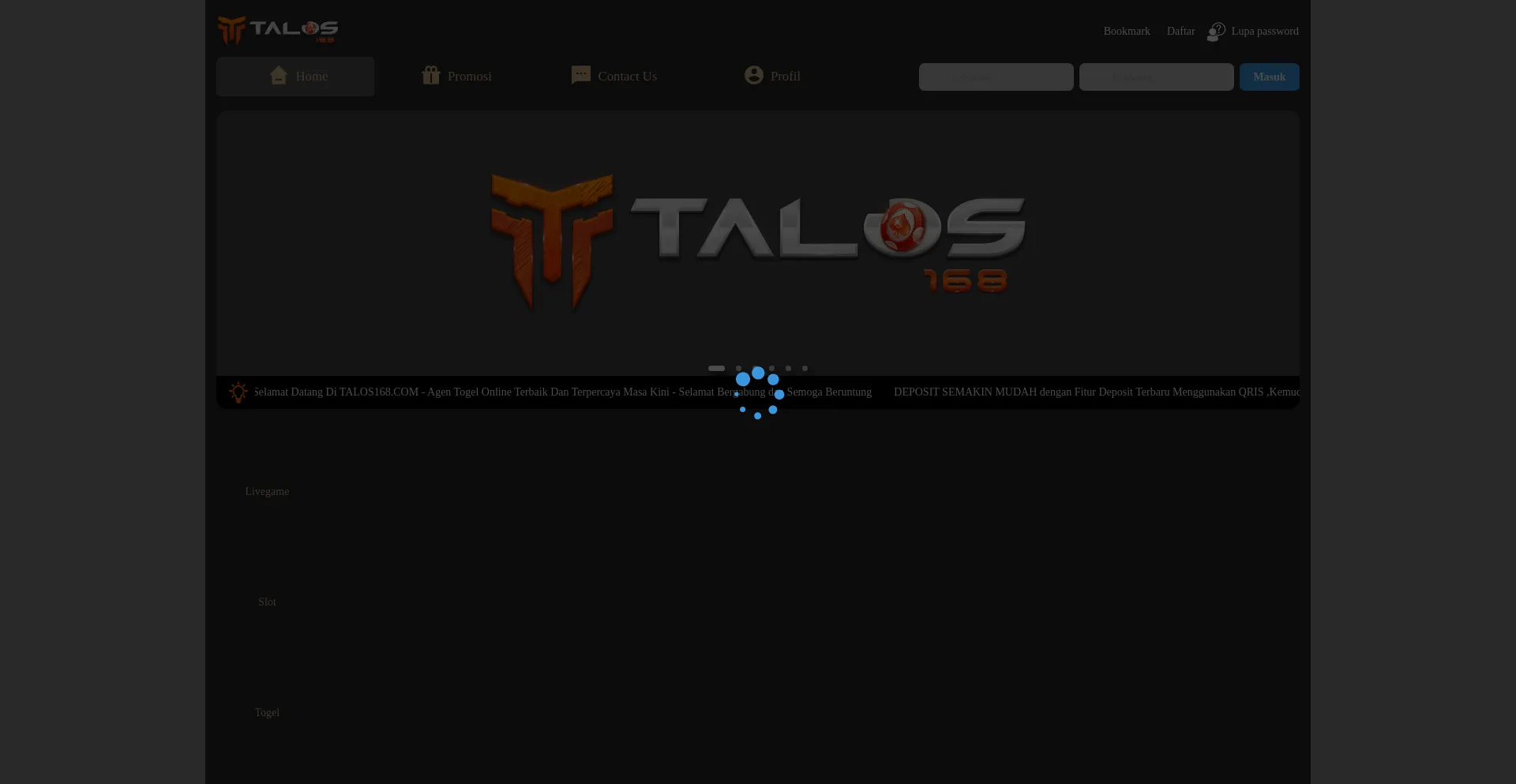 Website screenshot of Talos168.one