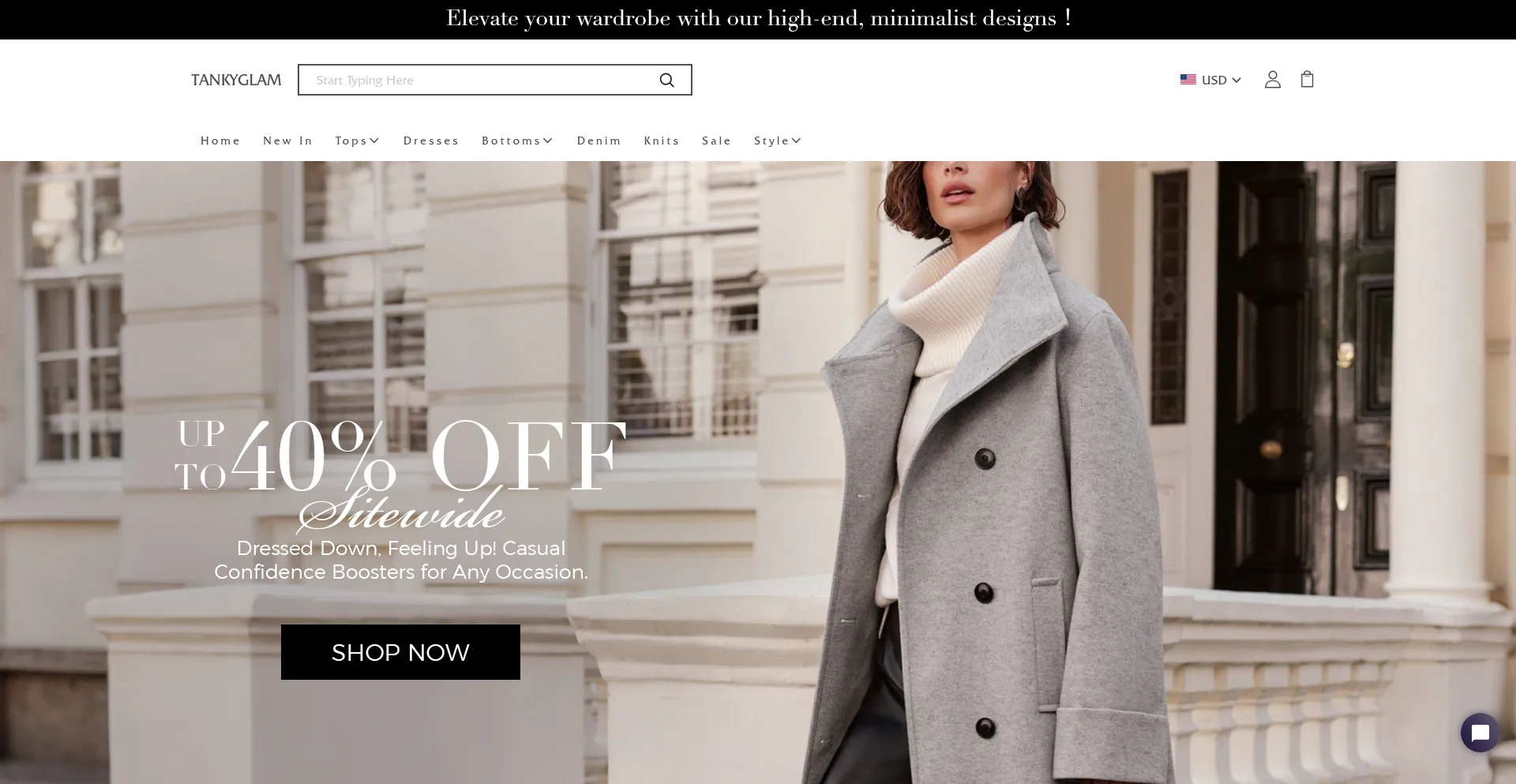 Website screenshot of Tankyglam.com