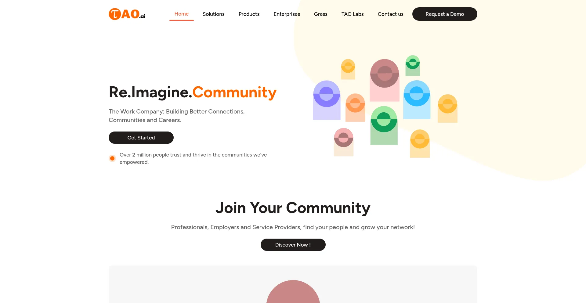 Website screenshot of Tao.ai