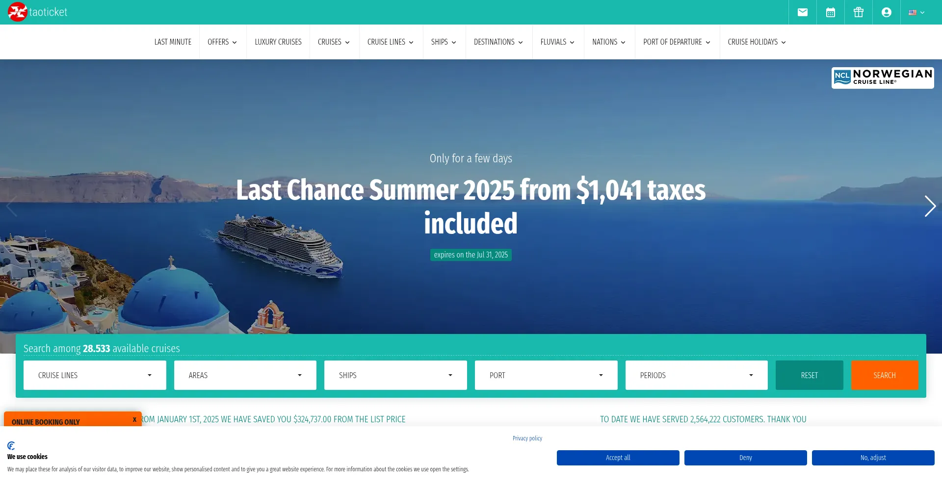 Website screenshot of Taoticket.com
