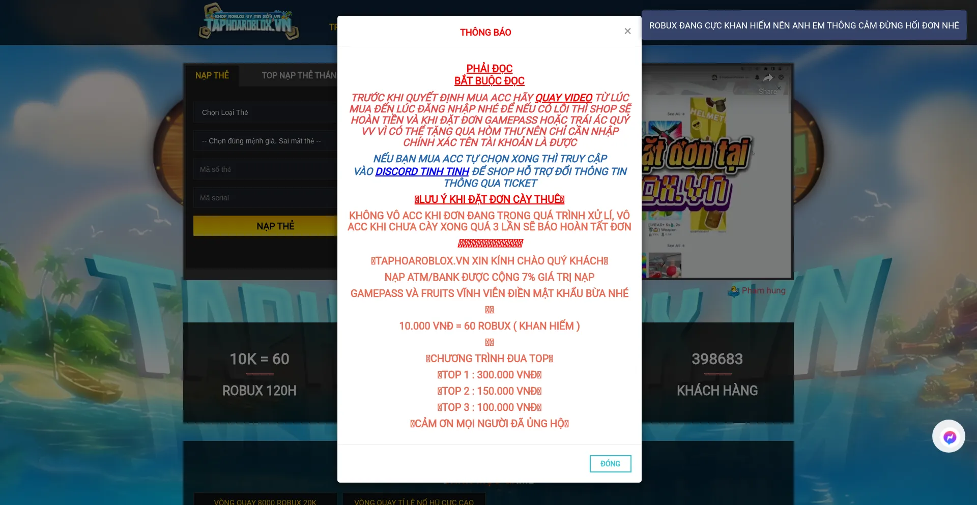 Website screenshot of Taphoaroblox.net