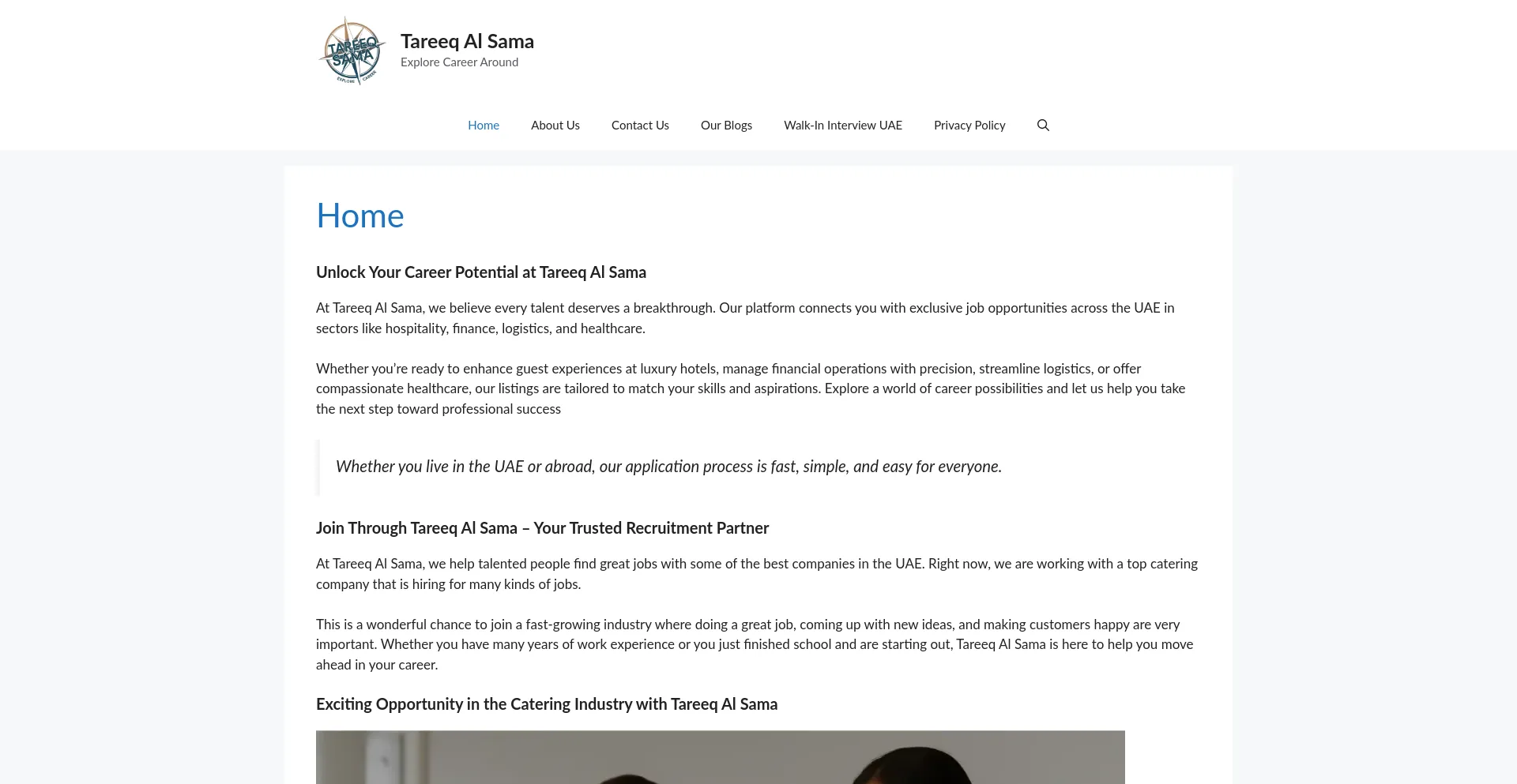 Website screenshot of Tareeqalsama.com