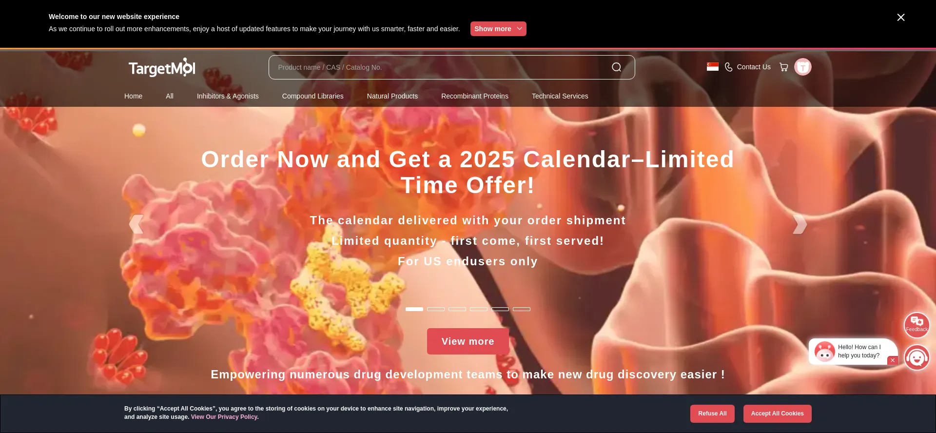 Website screenshot of Targetmol.com