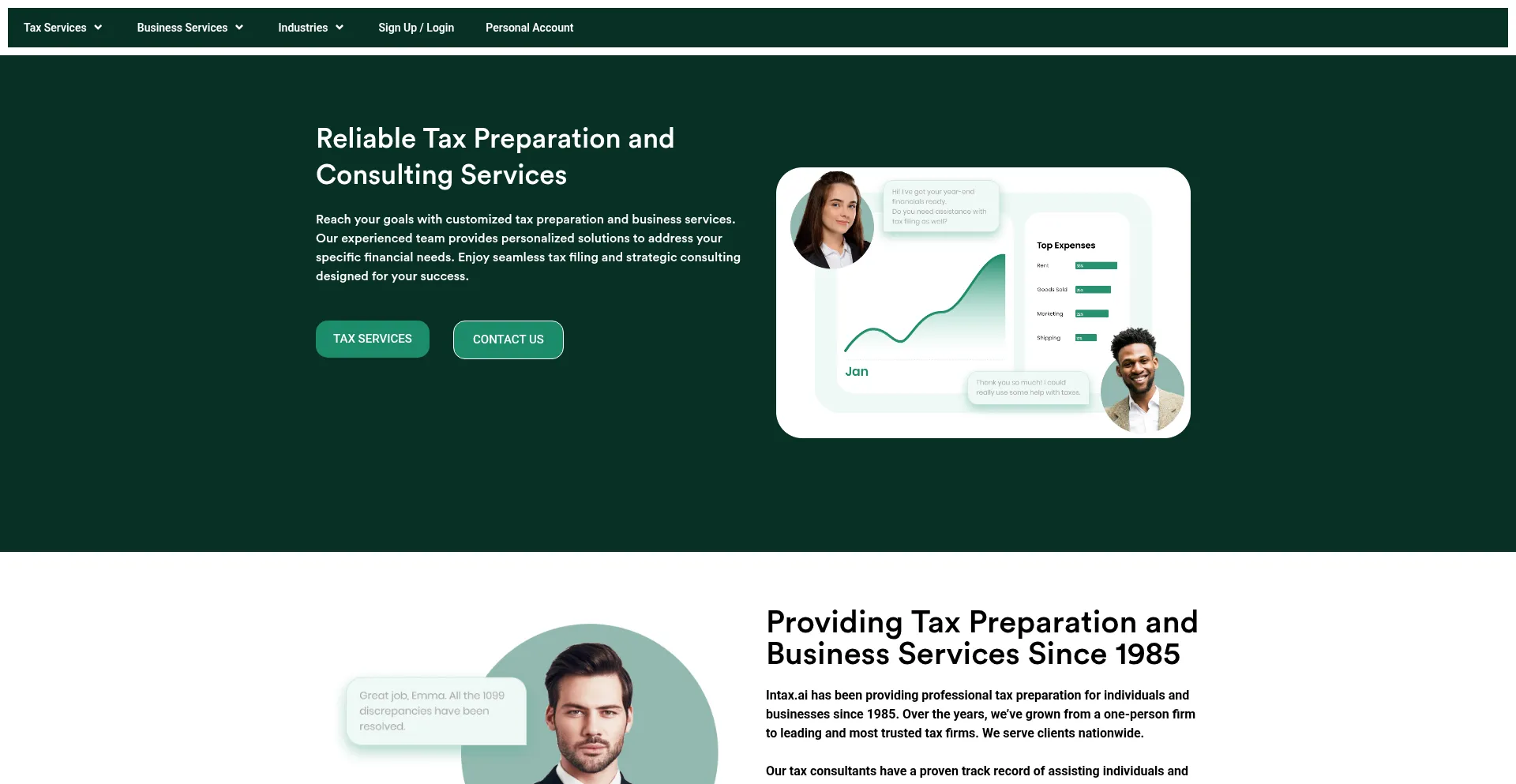 Website screenshot of Taxgo.ai